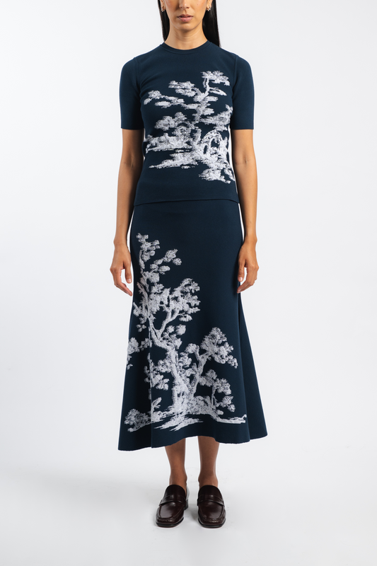 A-Line Midi Knit Skirt