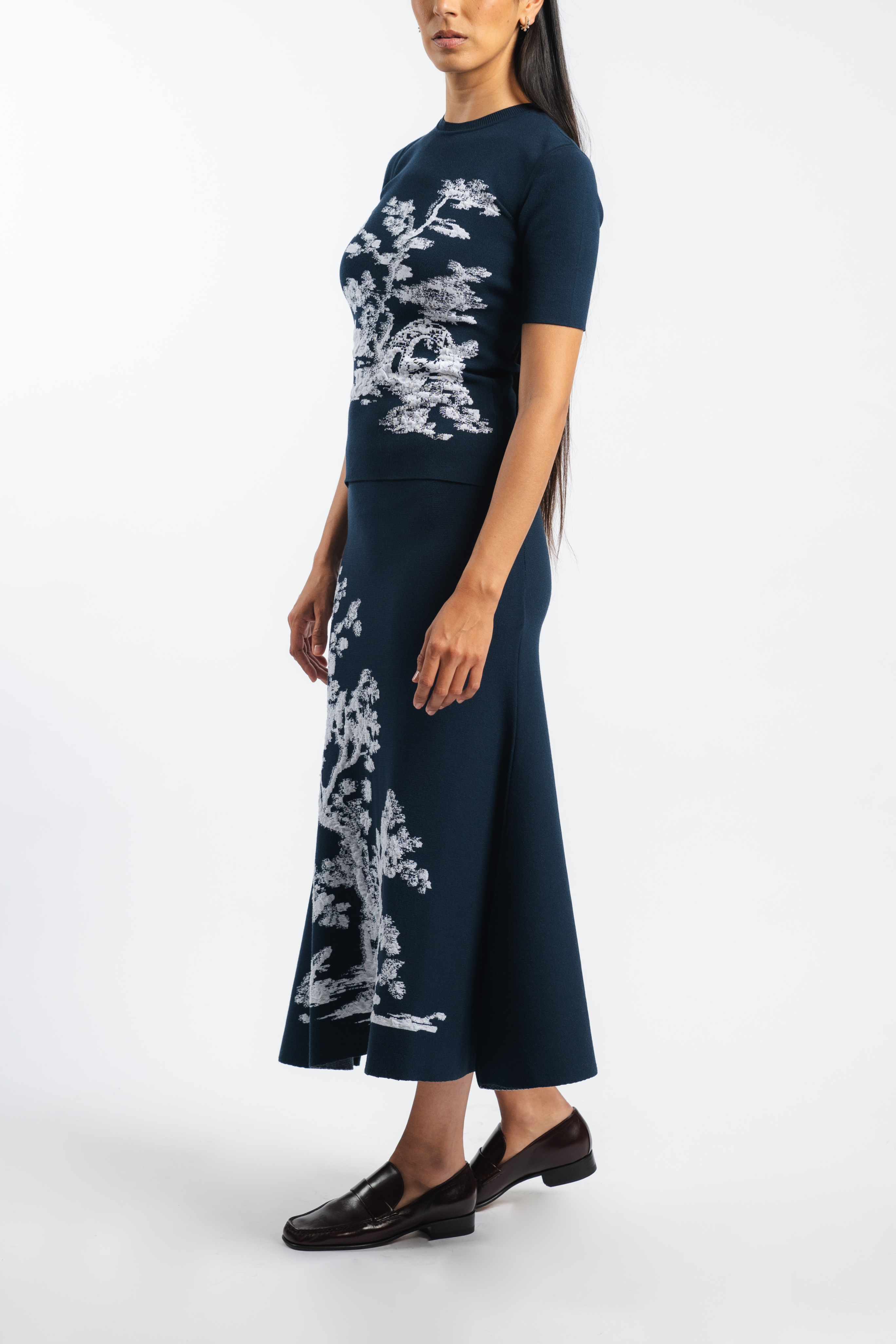 A-Line Midi Knit Skirt