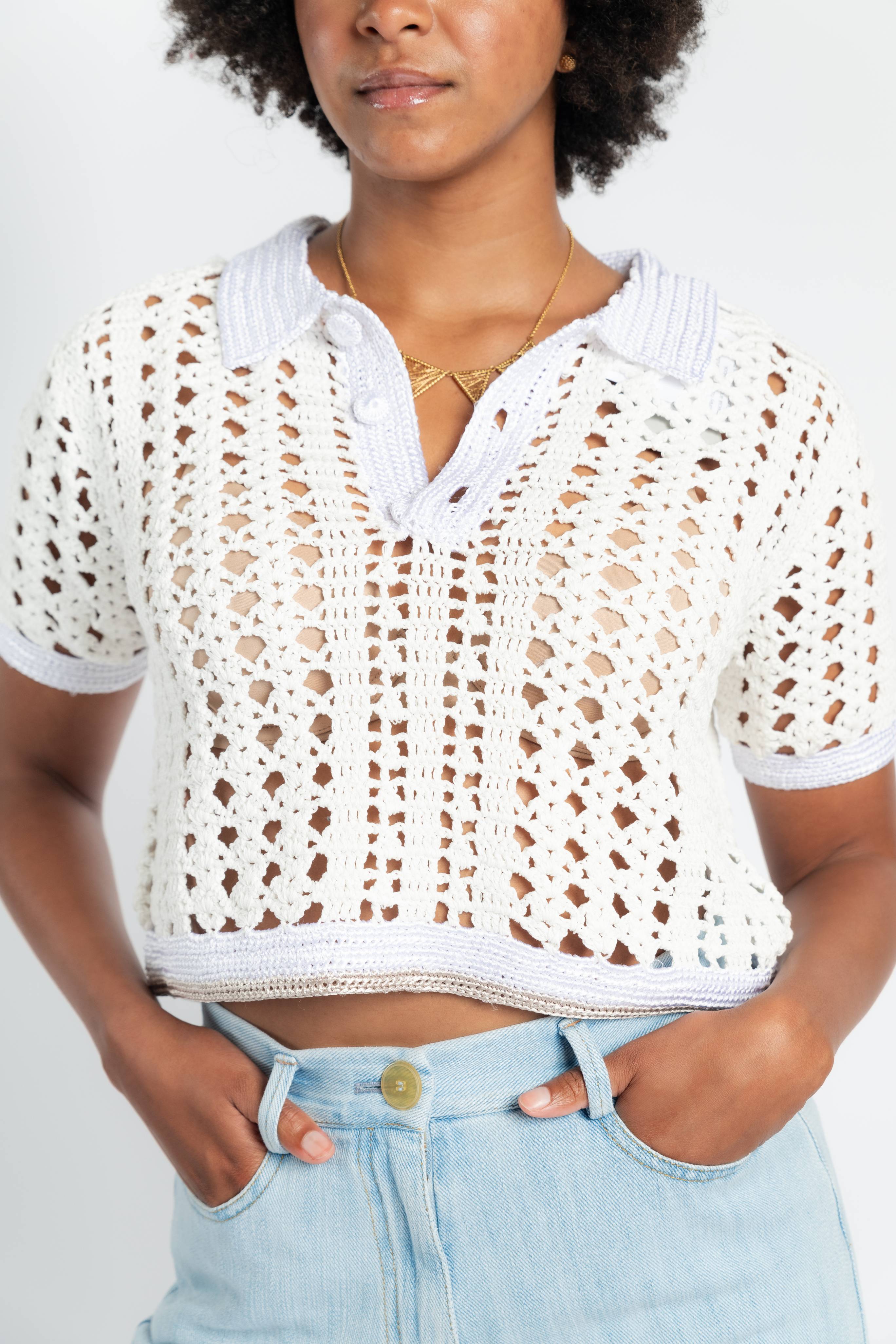 Cablé Lux Handmade Crochet Cropped Polo