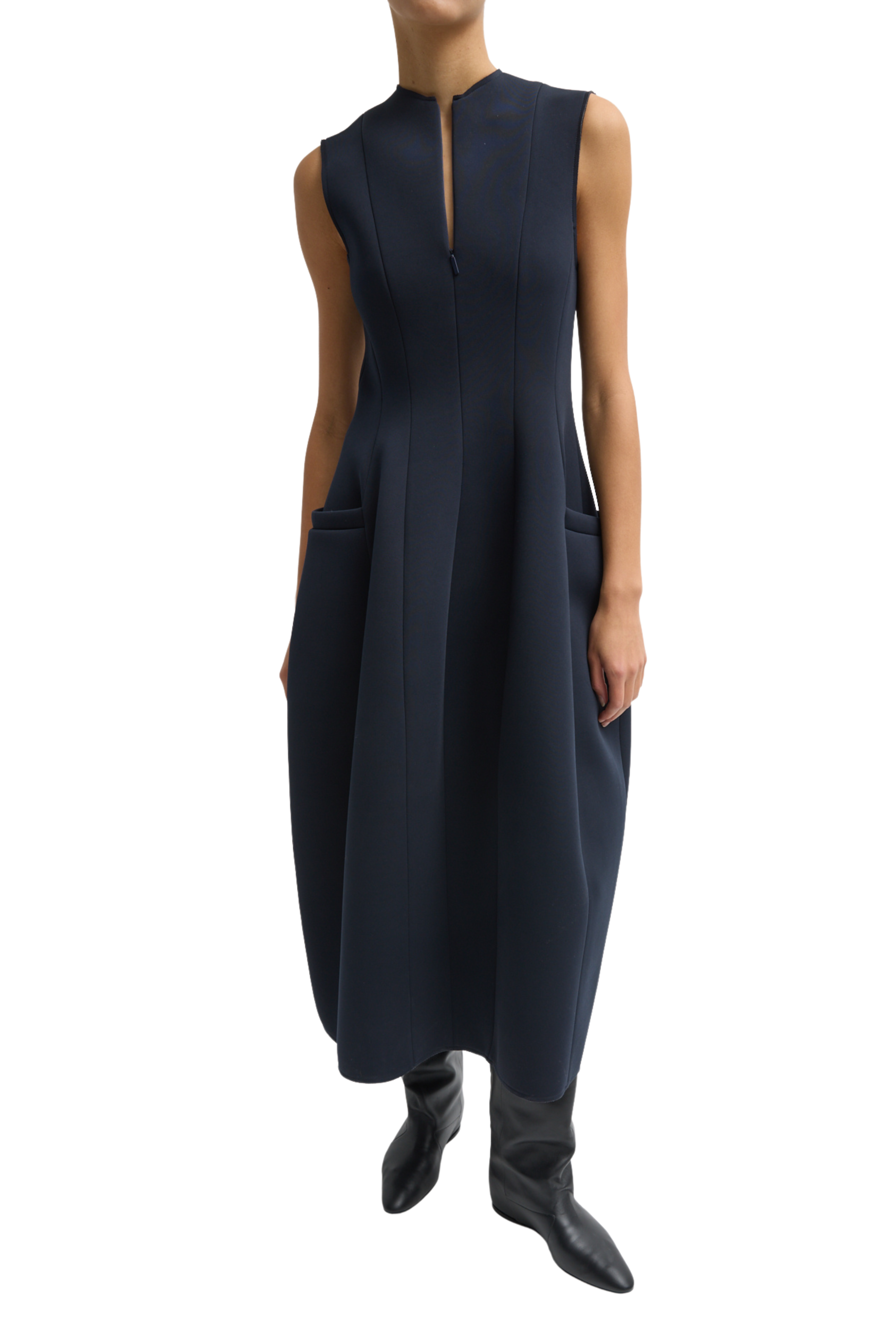 Bonded Twill Sleeveless Sculpted Dress