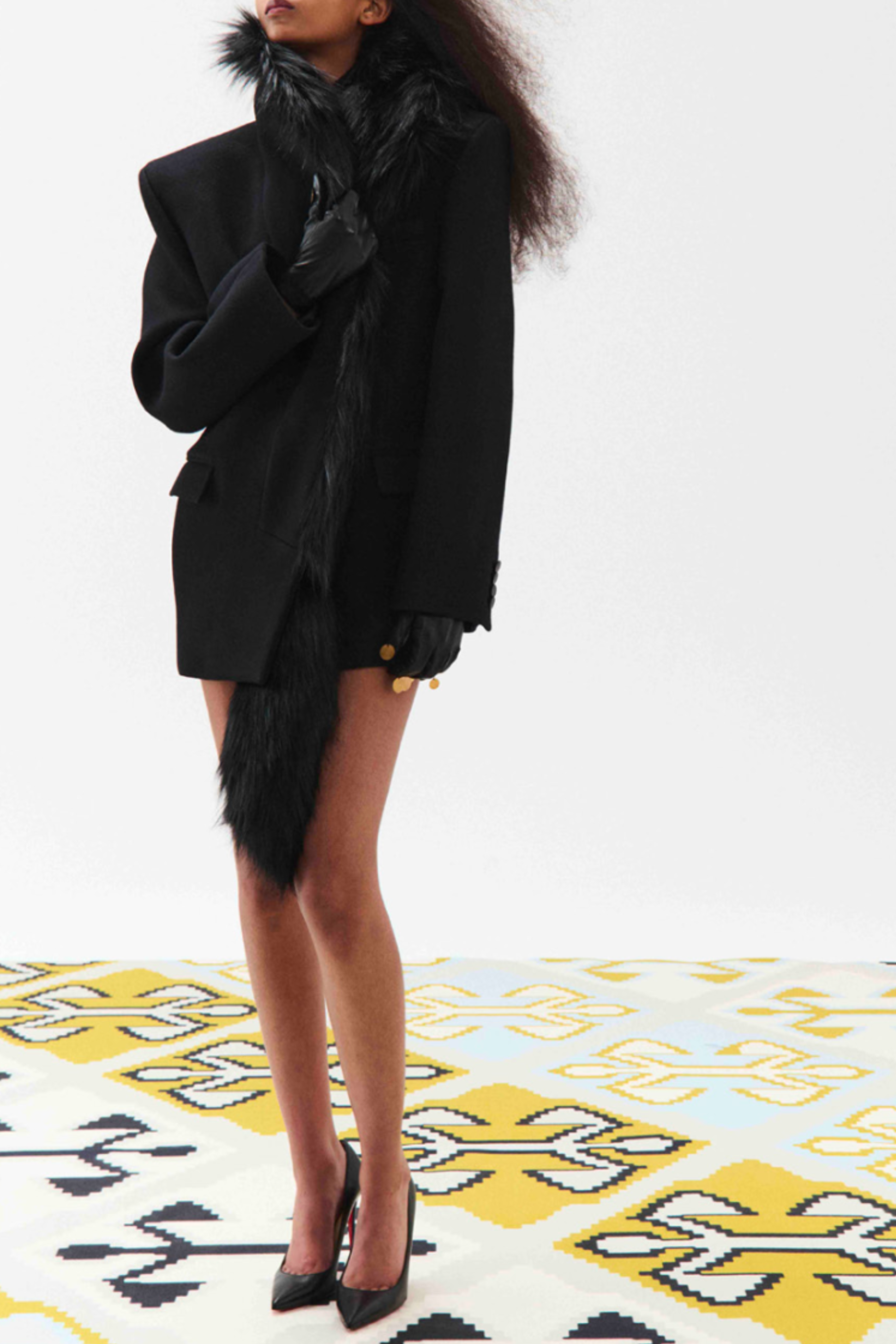 Faux-Fur Trimmed Wool Coat