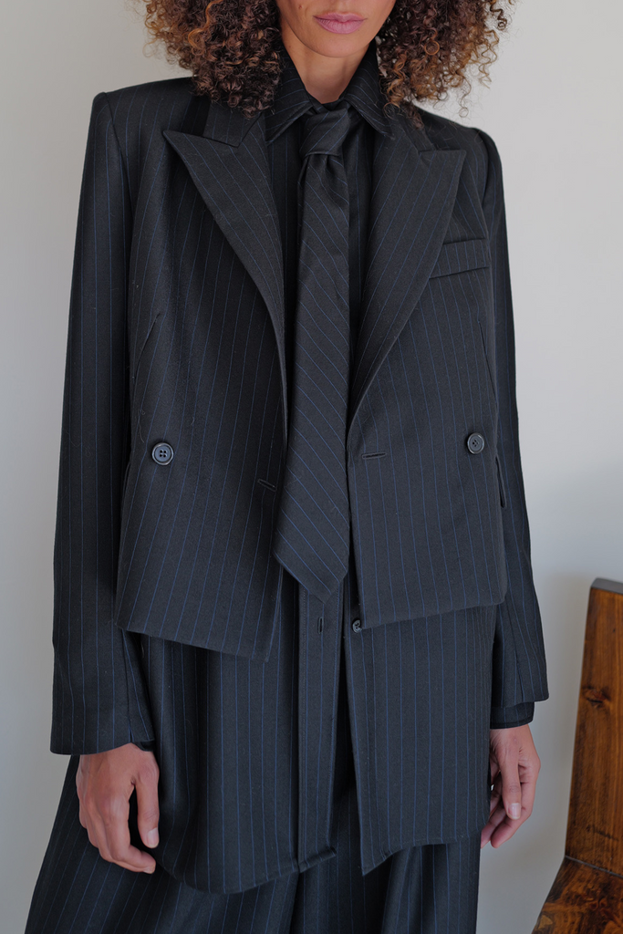 Pinstripe Tuxedo Blazer