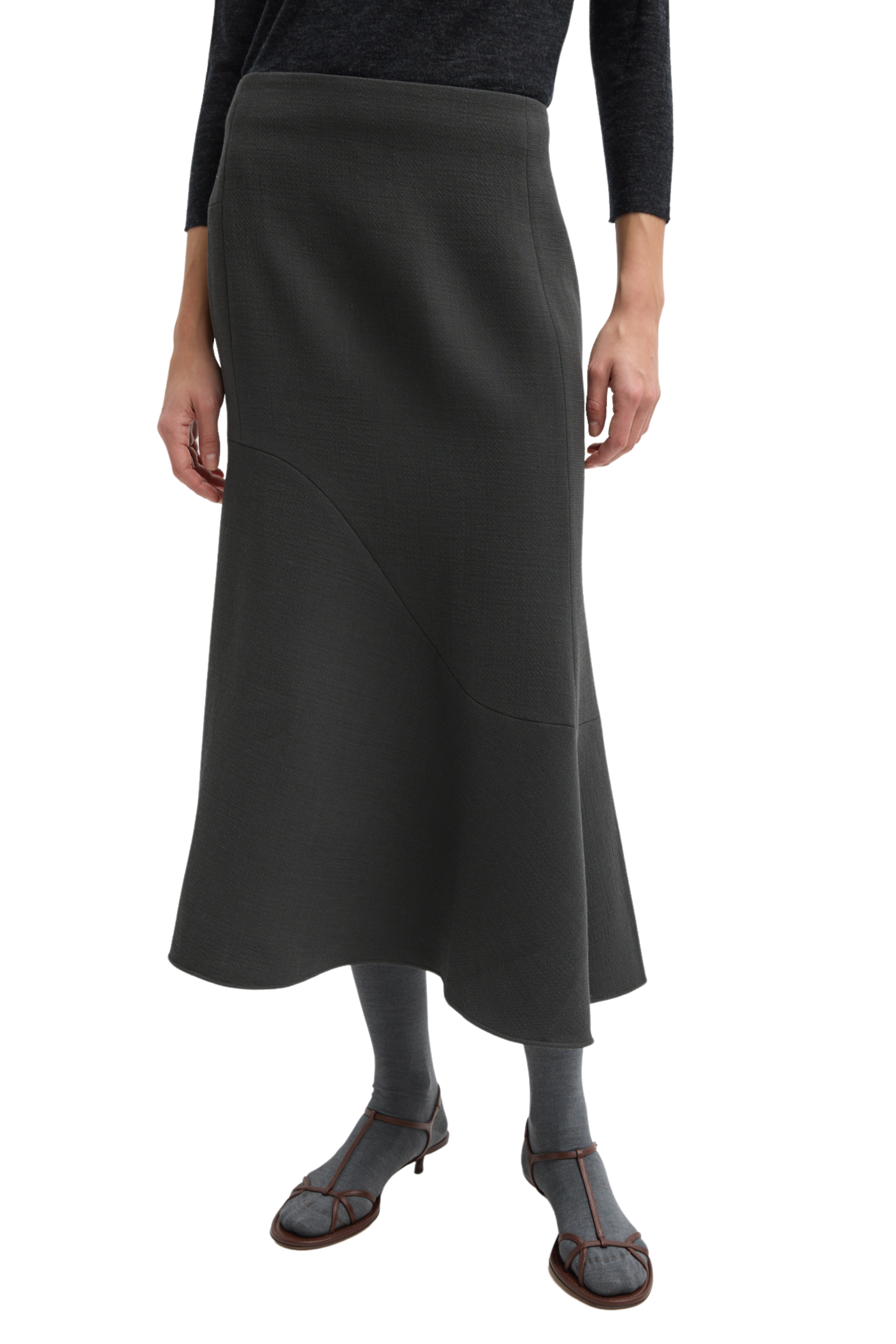 Wool Crepe Marte Fluid Skirt
