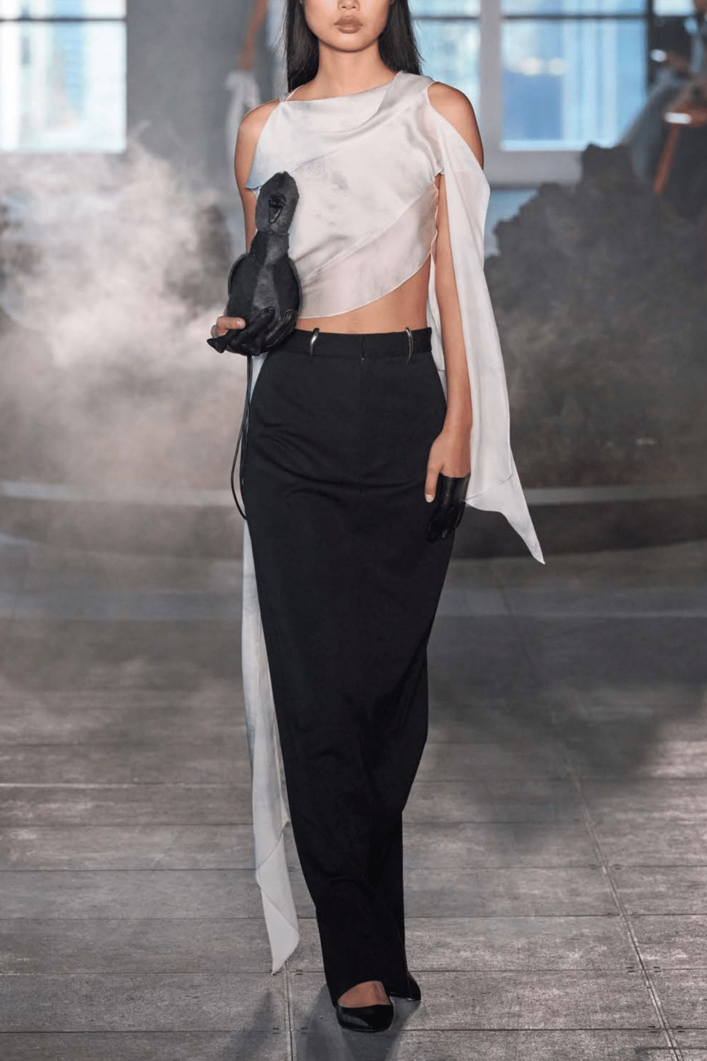 Silk Satin Chiffon Bias Scarf Top