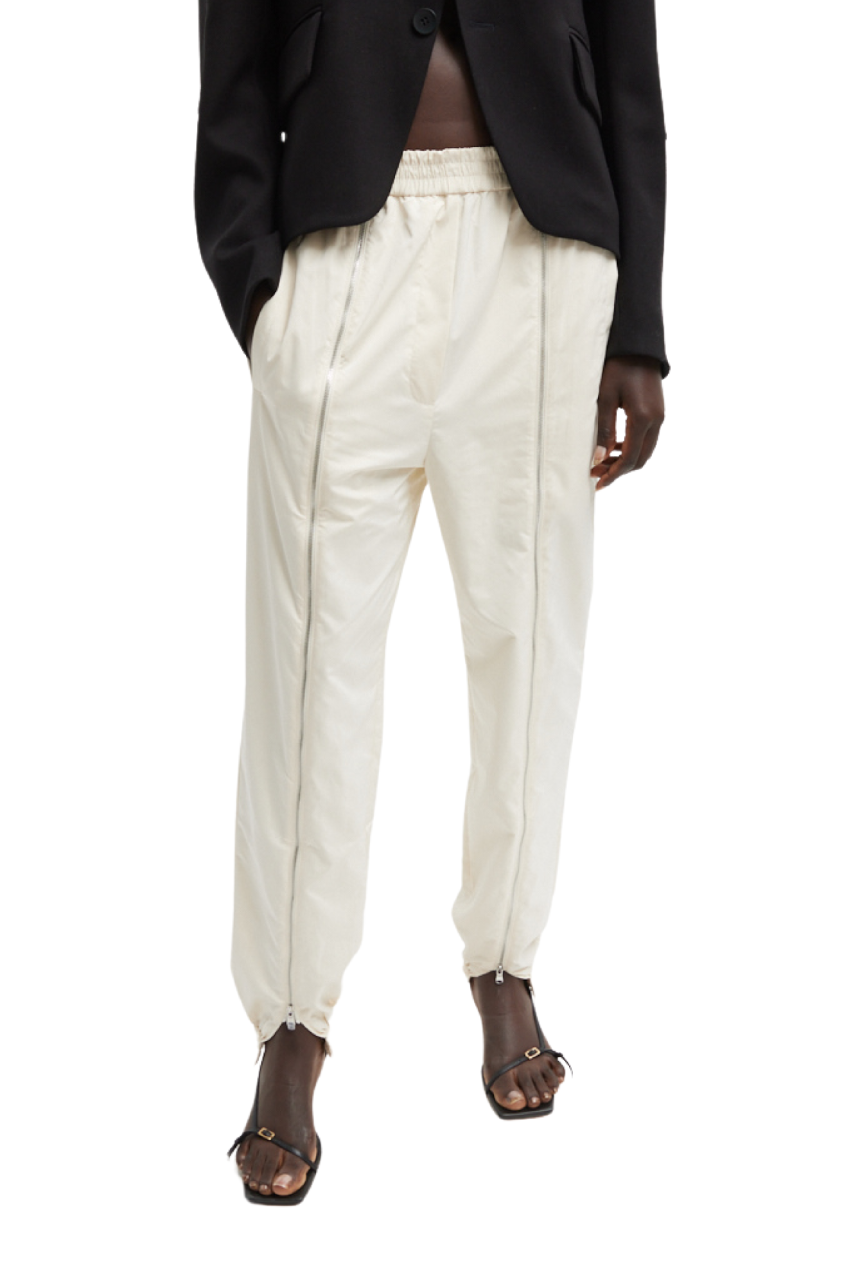 Nylon Zipper Jogger in Ivory
