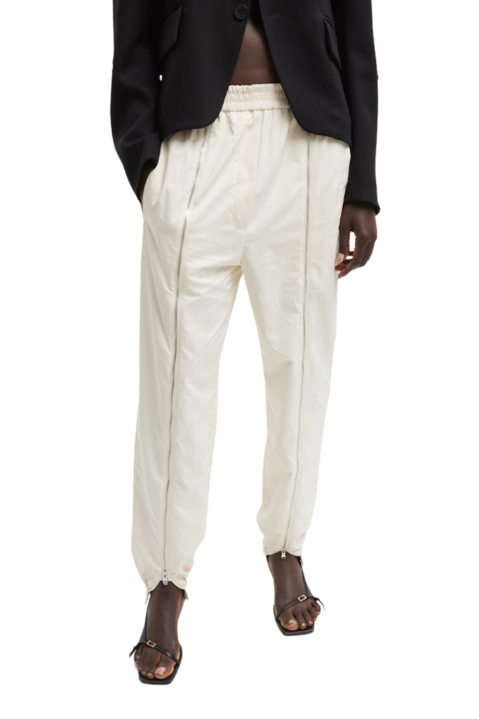 Nylon Zipper Jogger in Ivory