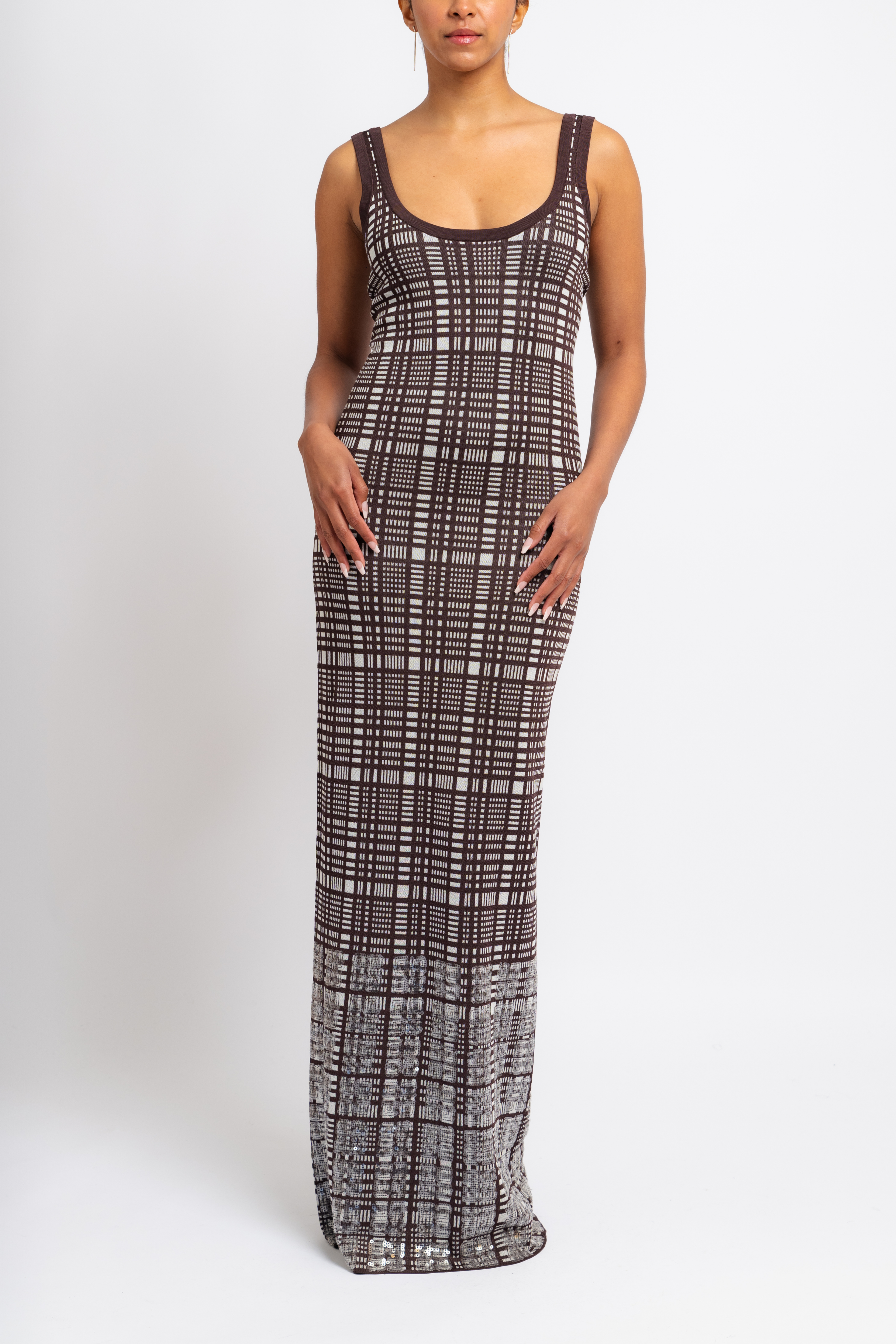 Jaqueline Check Wool Maxi Dress