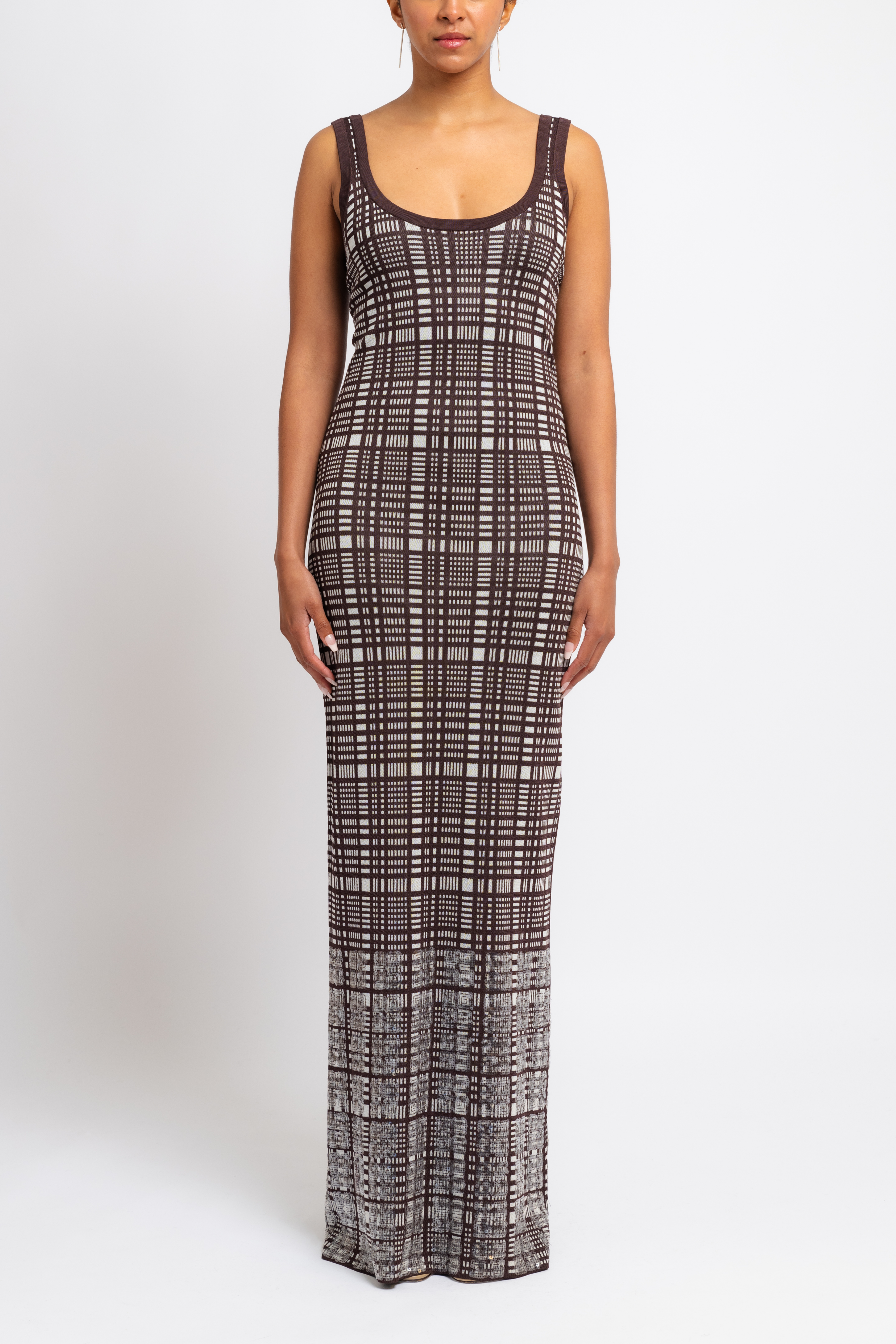 Jaqueline Check Wool Maxi Dress
