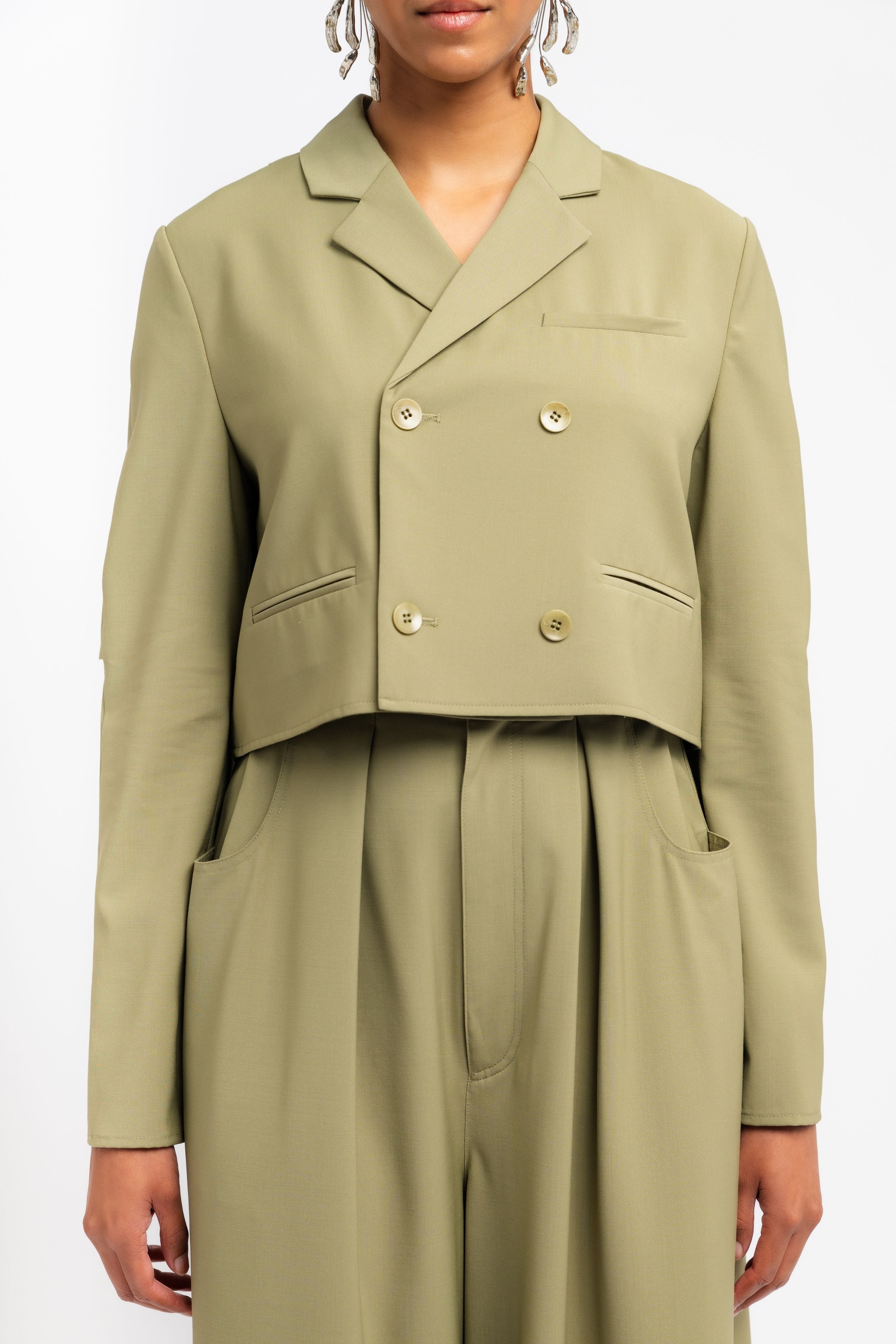 Wool Cropped Shirt Jacket