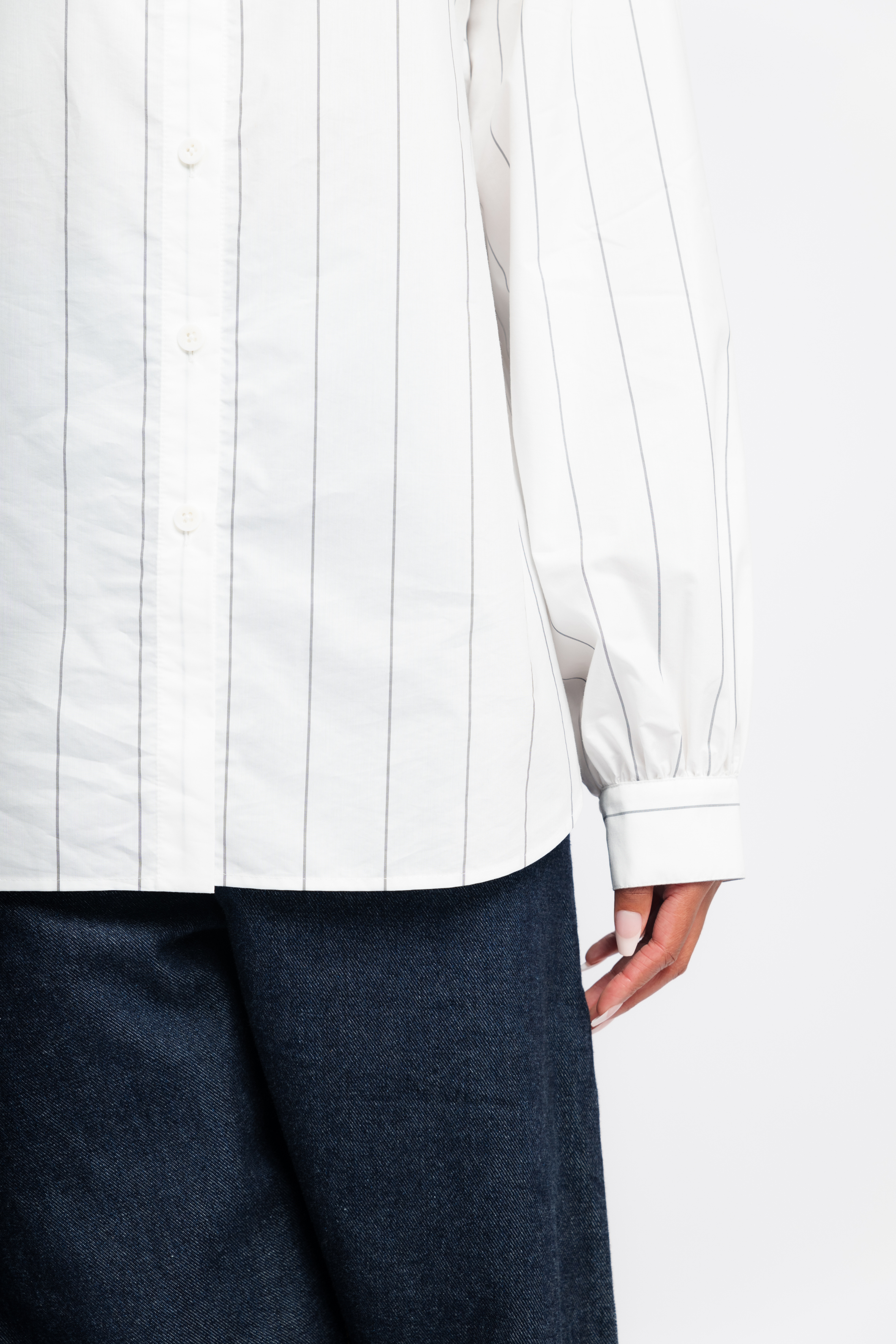 Striped Tech Poplin Raglan Tucked Shirt