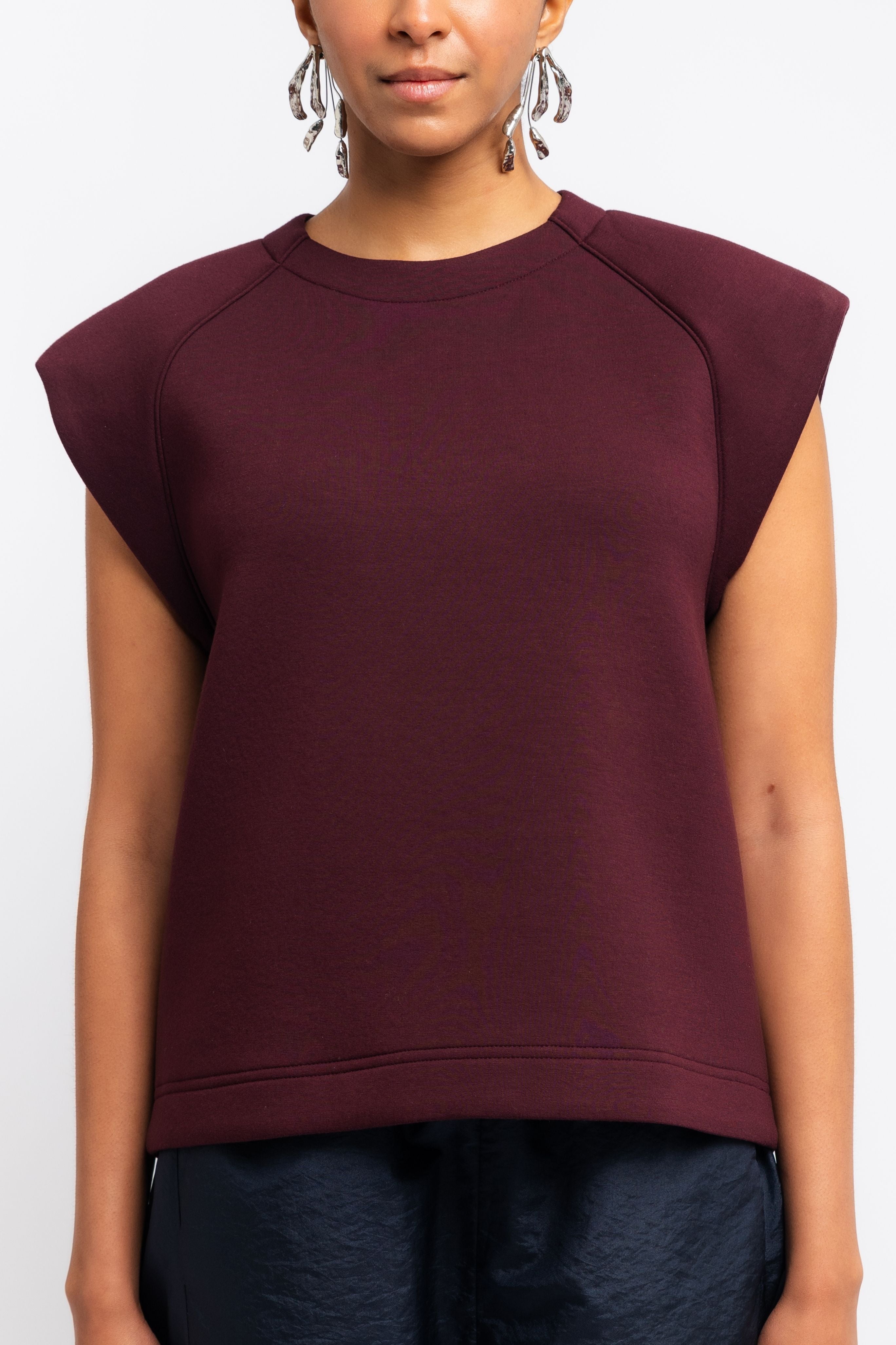 Bonded Viscose Sculpted Sleeveless Top