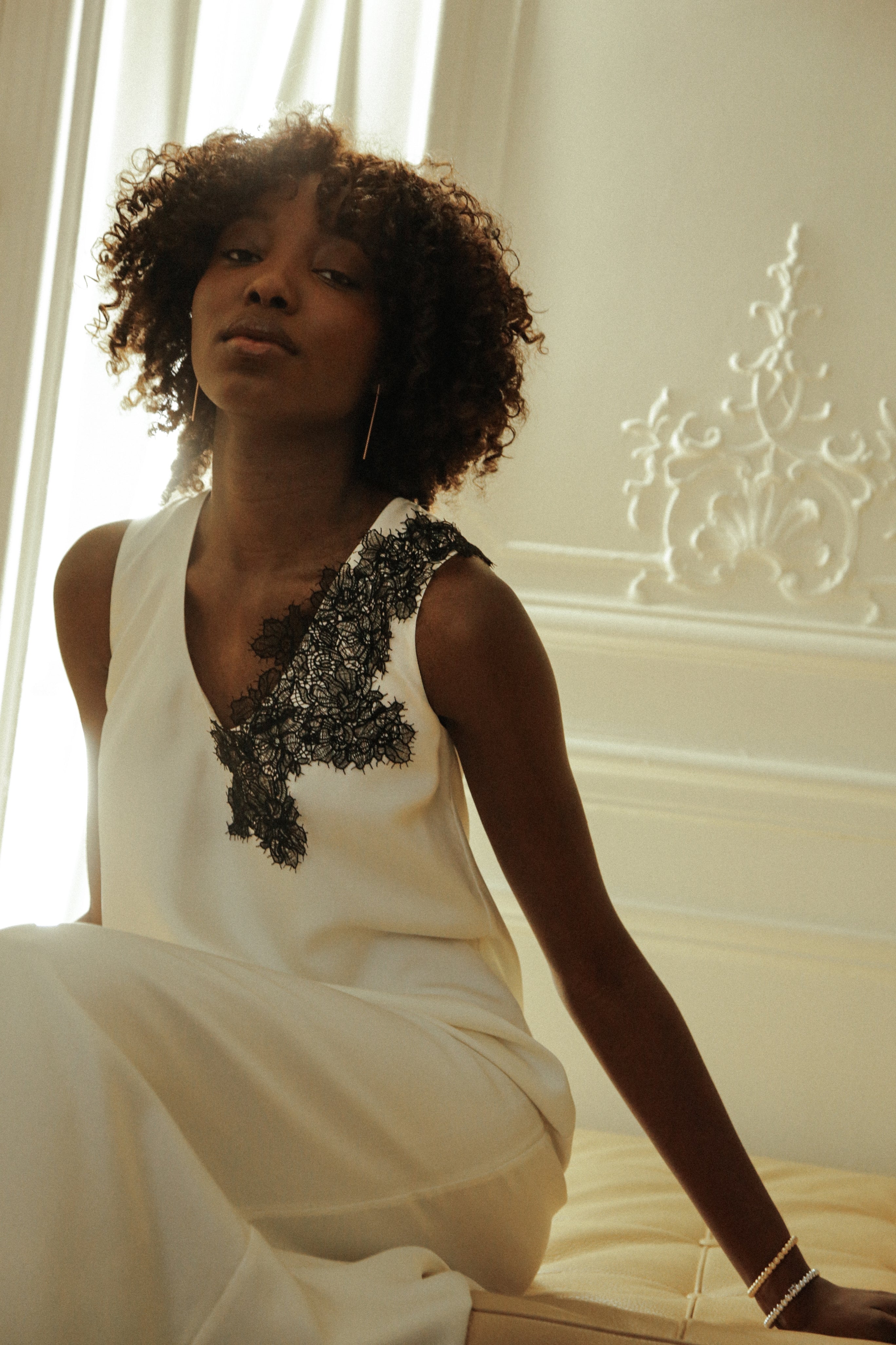 Scoop-Neck Silk Lace Dress