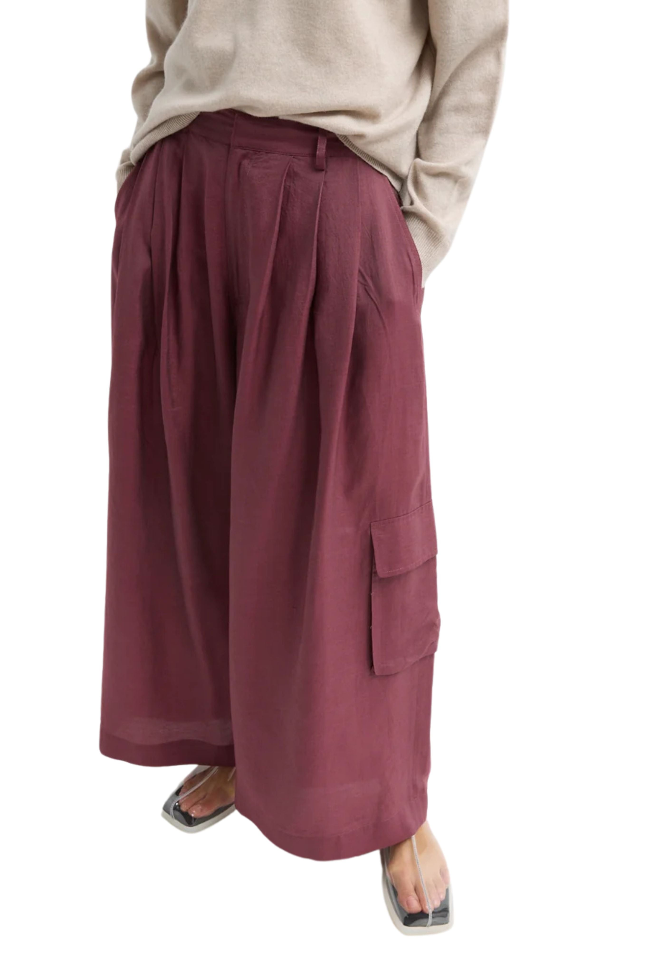 Silk Voile Cargo Triple Pleat Pant