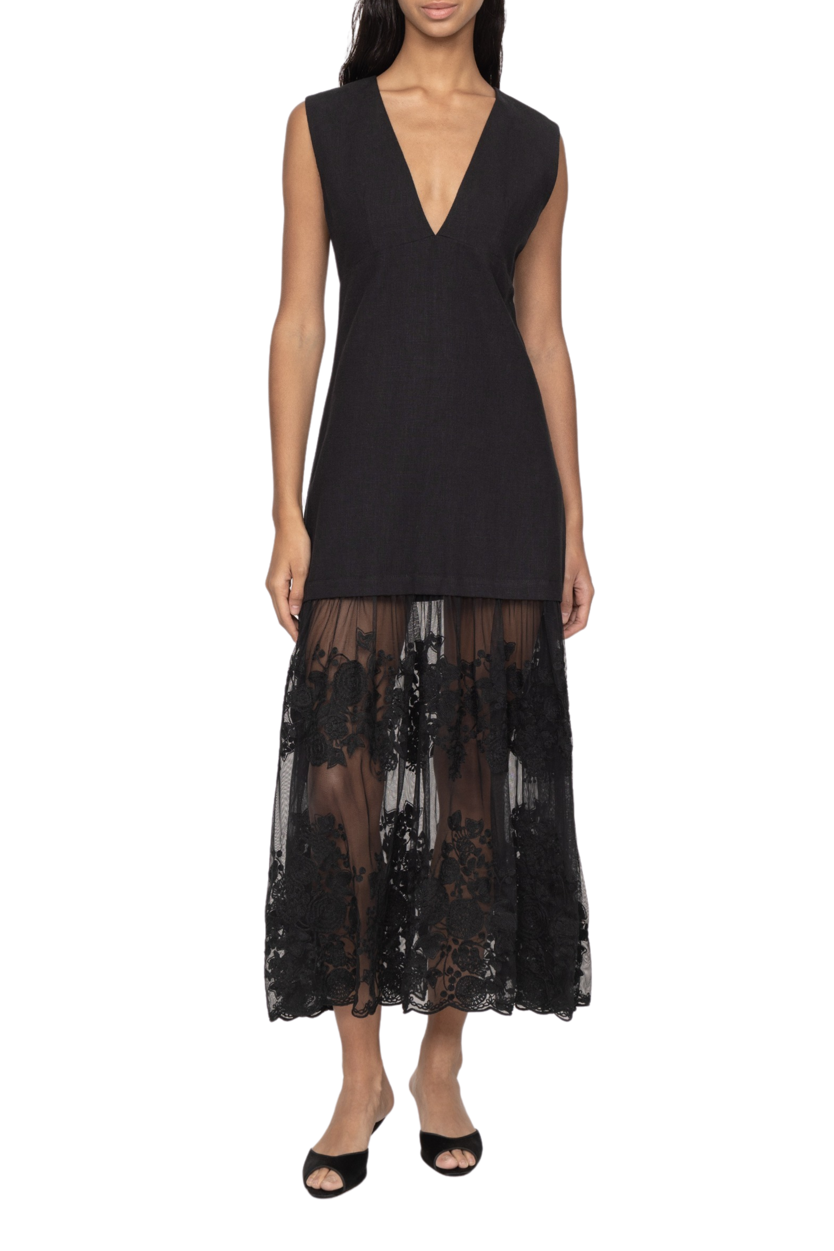 Arielle Lace V-Neck Midi Dress