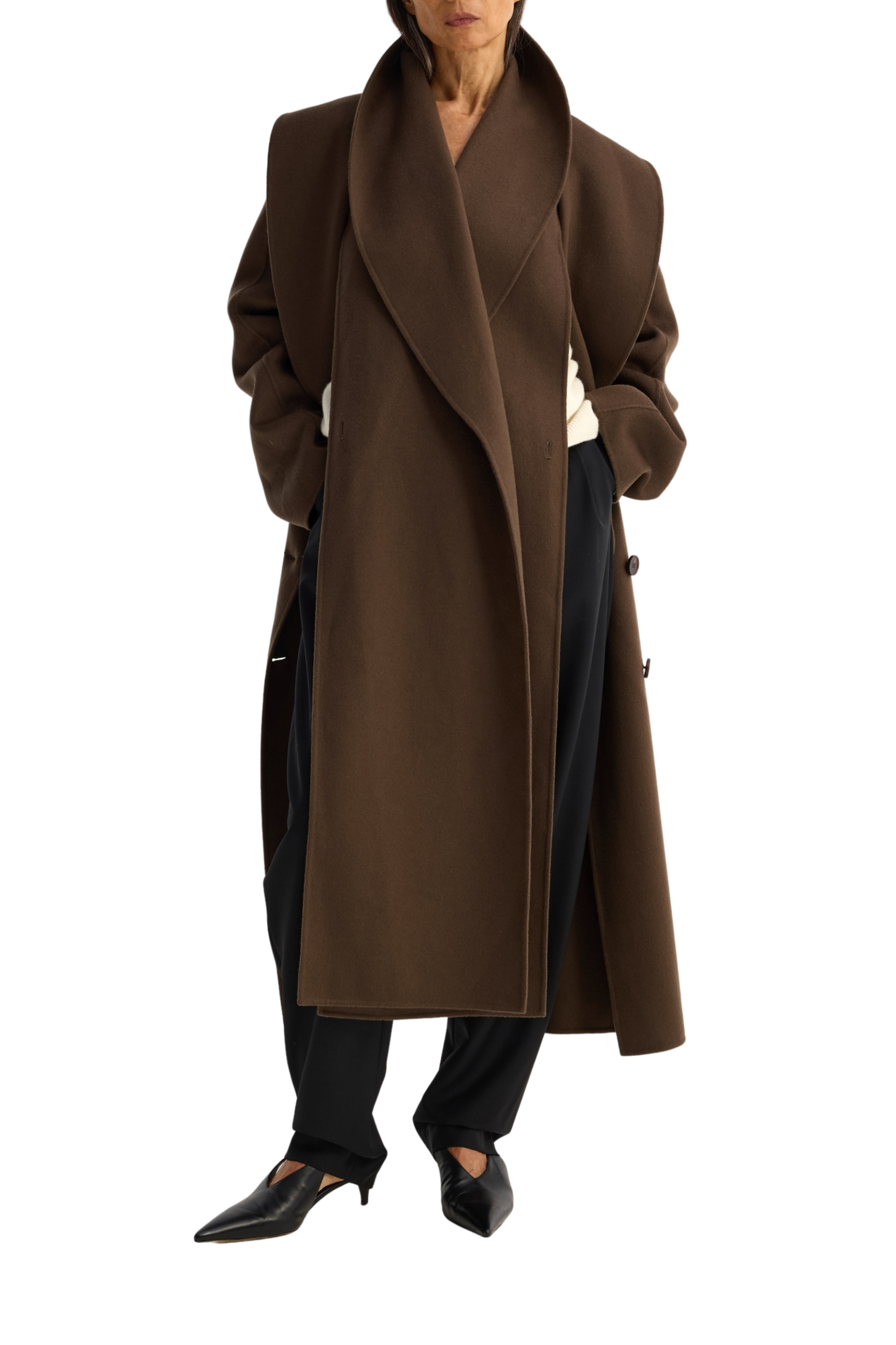 Double-Faced Wool Scarf Coat