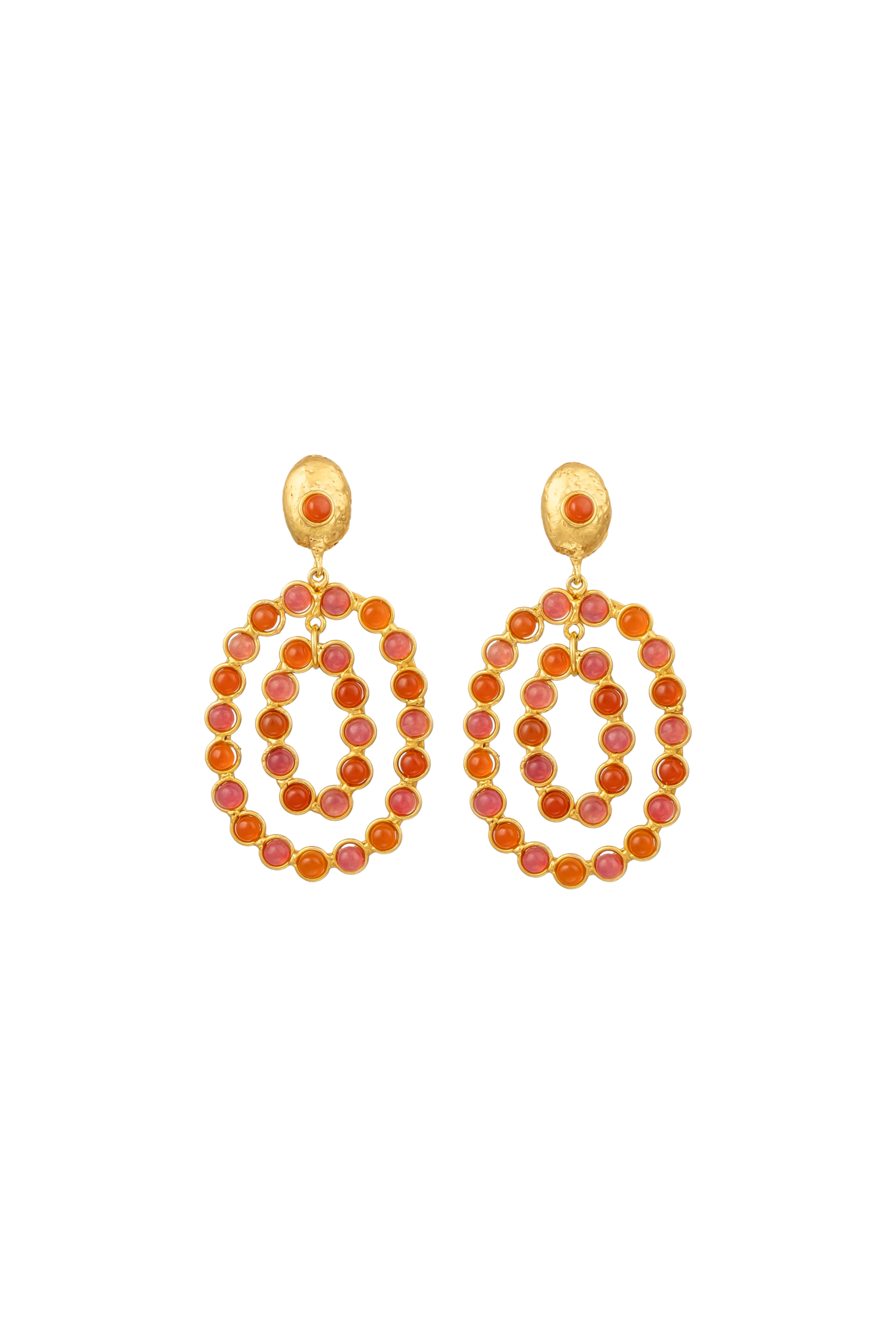 Gina Pink Jade & Cornaline Earrings