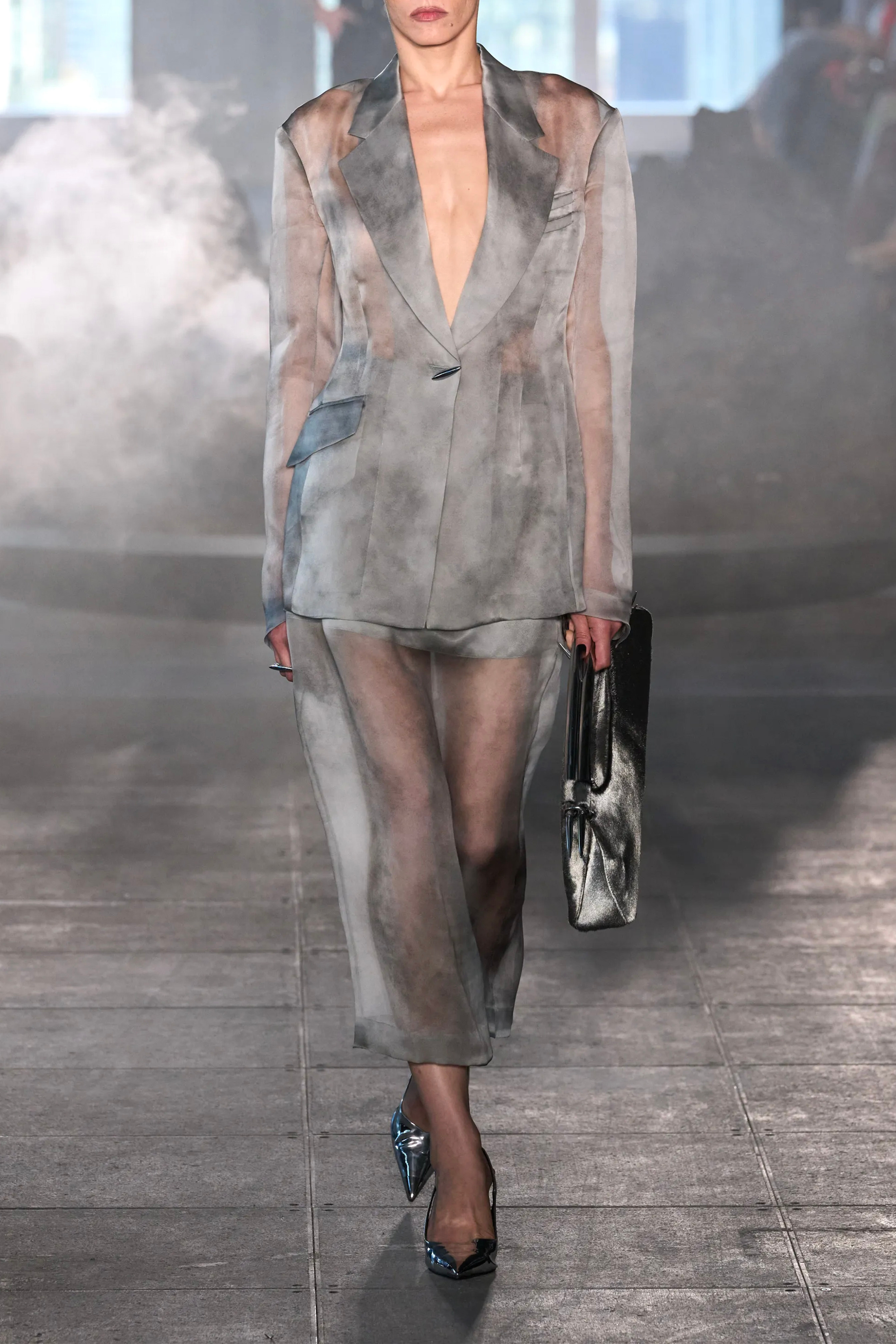 Fog Tailored Silk Midi Skirt