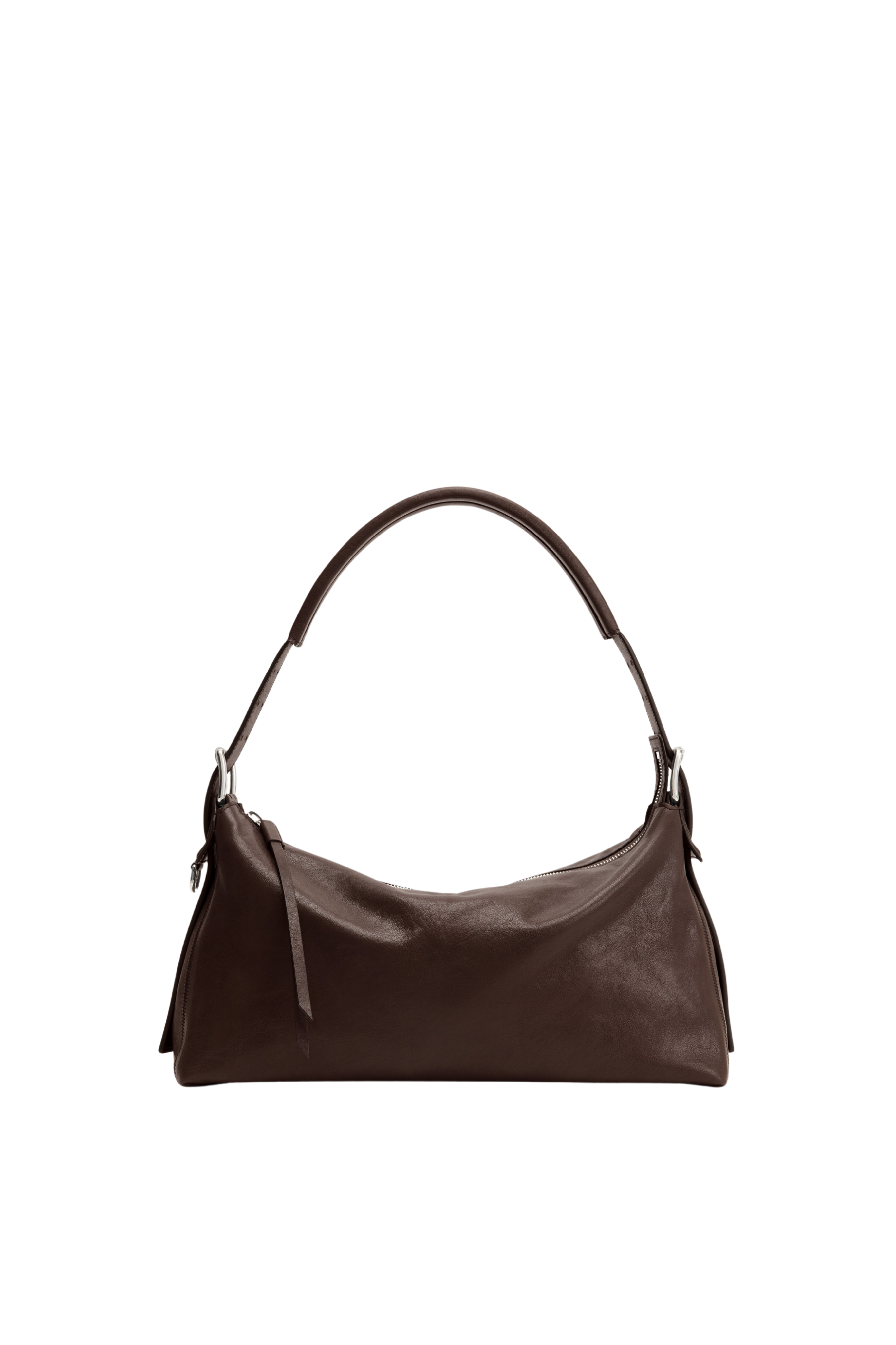 Belted Baguette Bag in Dark Chocolate