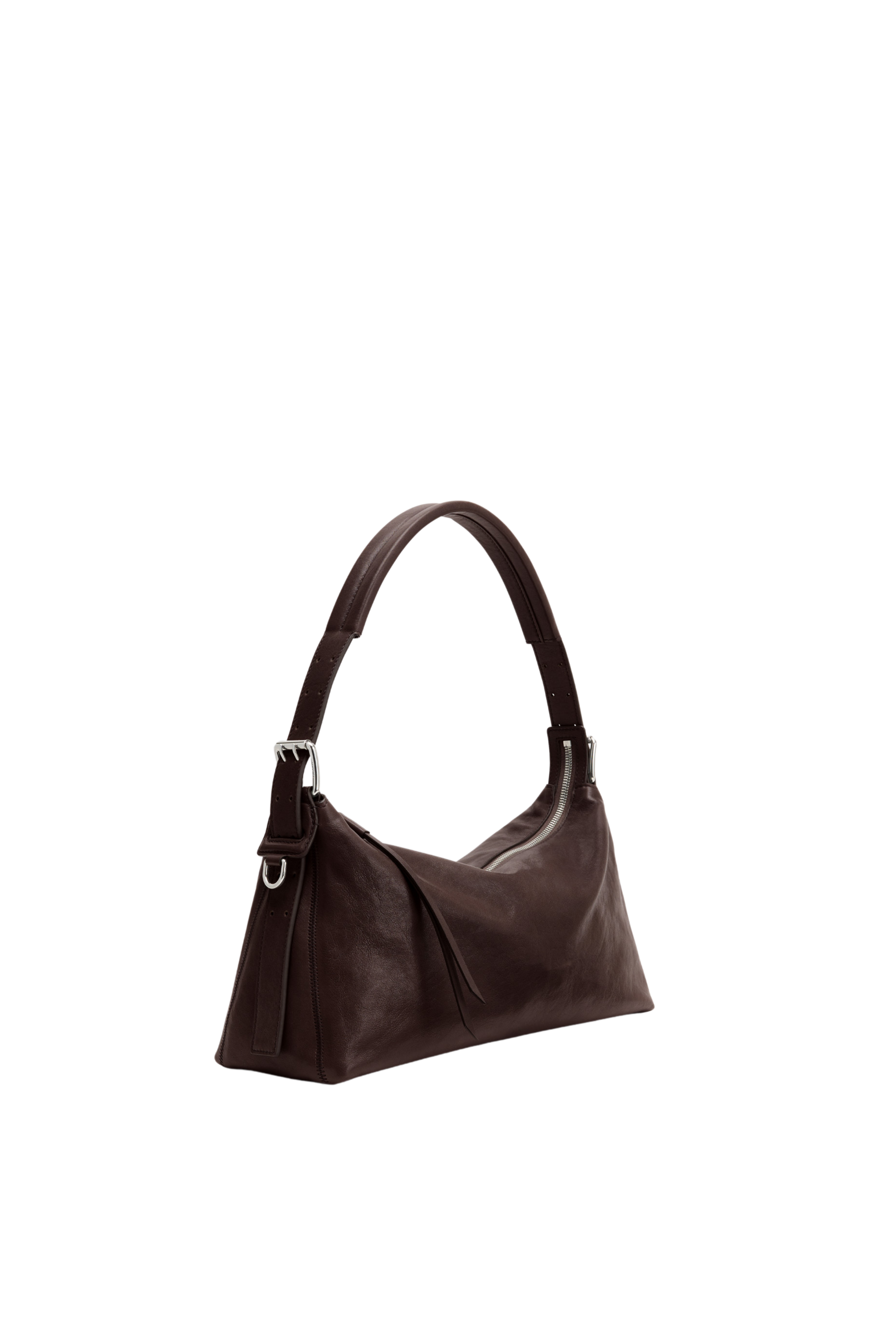 Belted Baguette Bag in Dark Chocolate