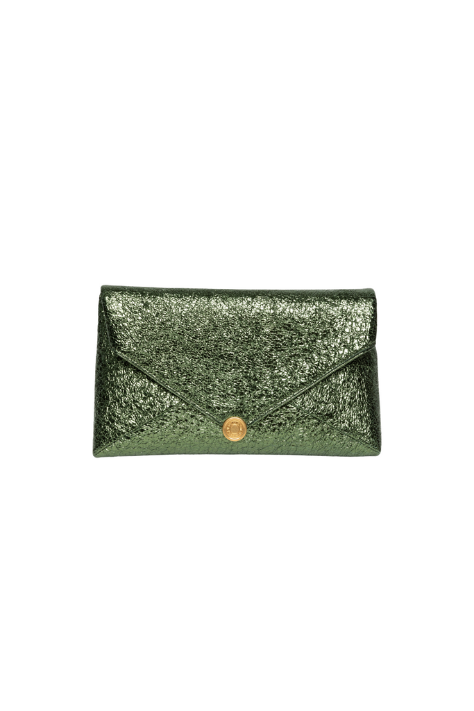 Metallic Crinkle Envelope Clutch