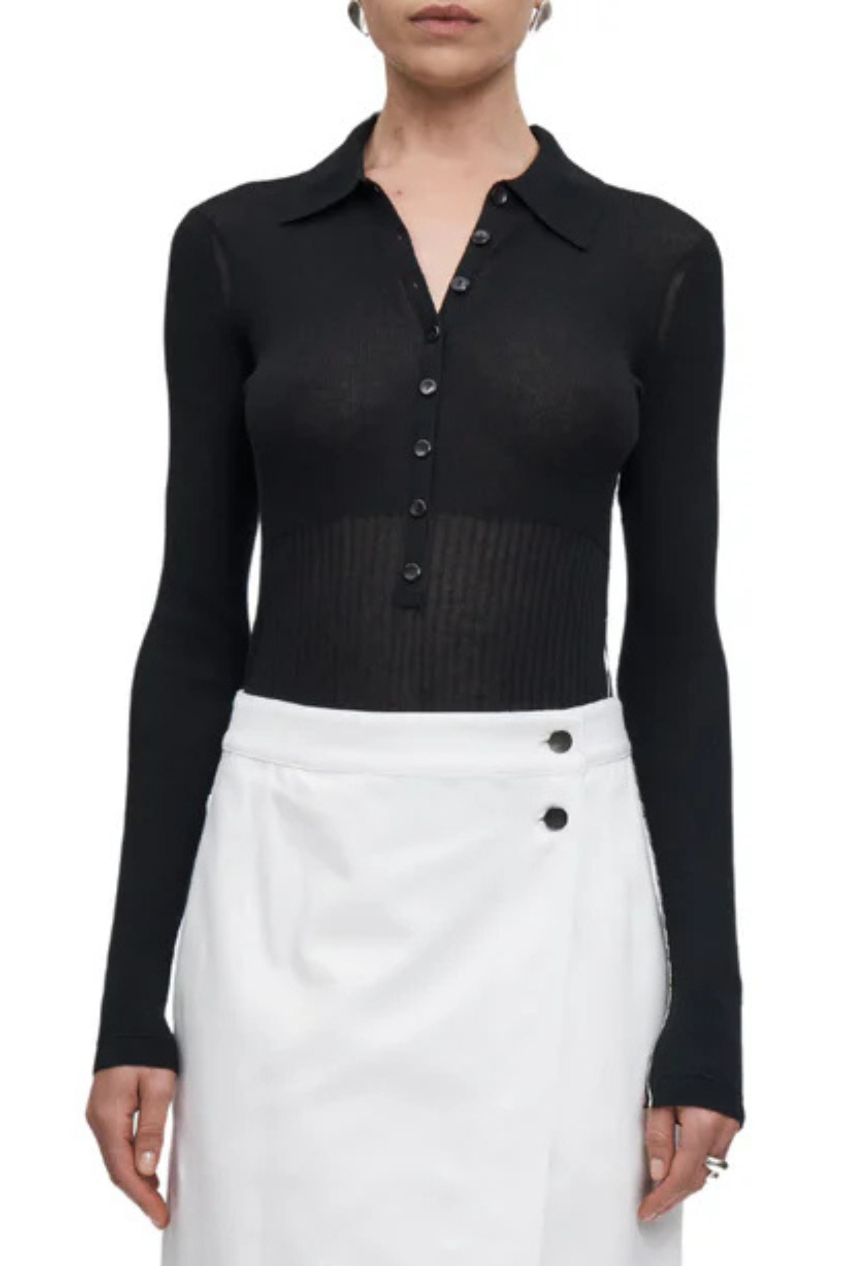 Ribbed Button Polo