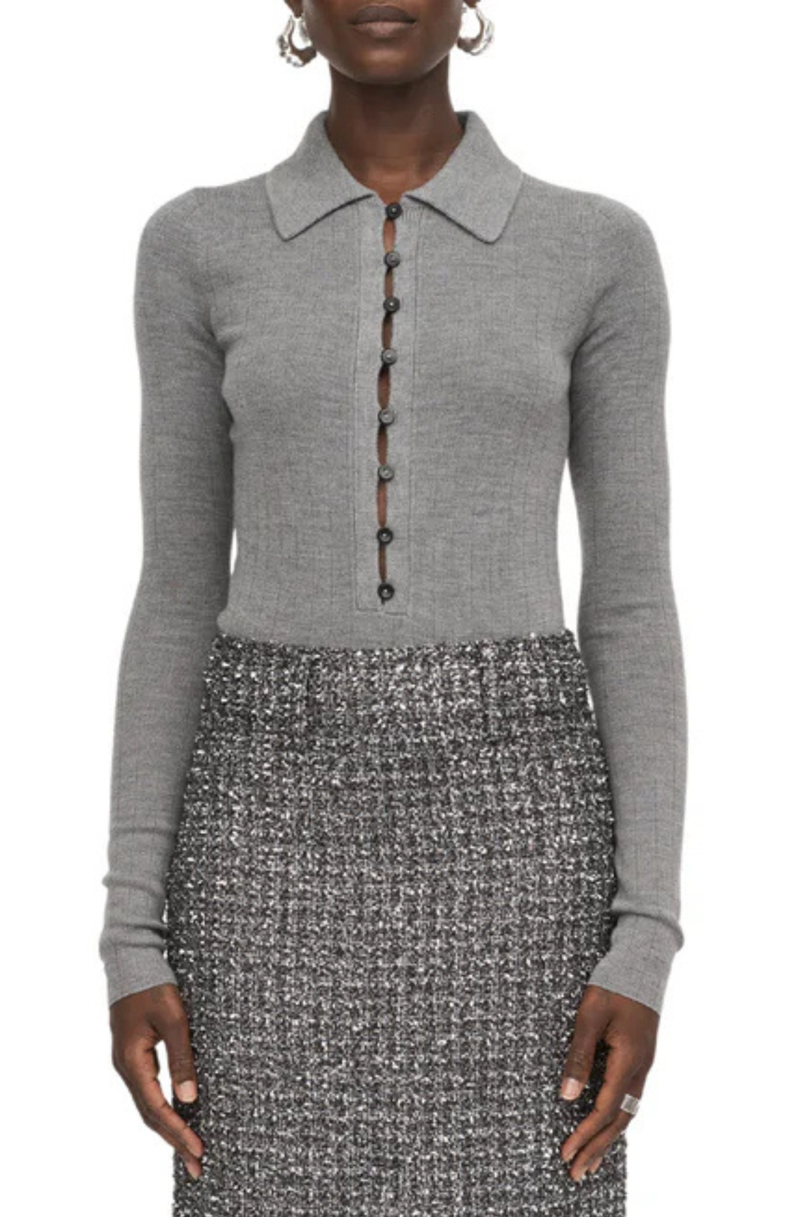Kissing Placket Grey Polo