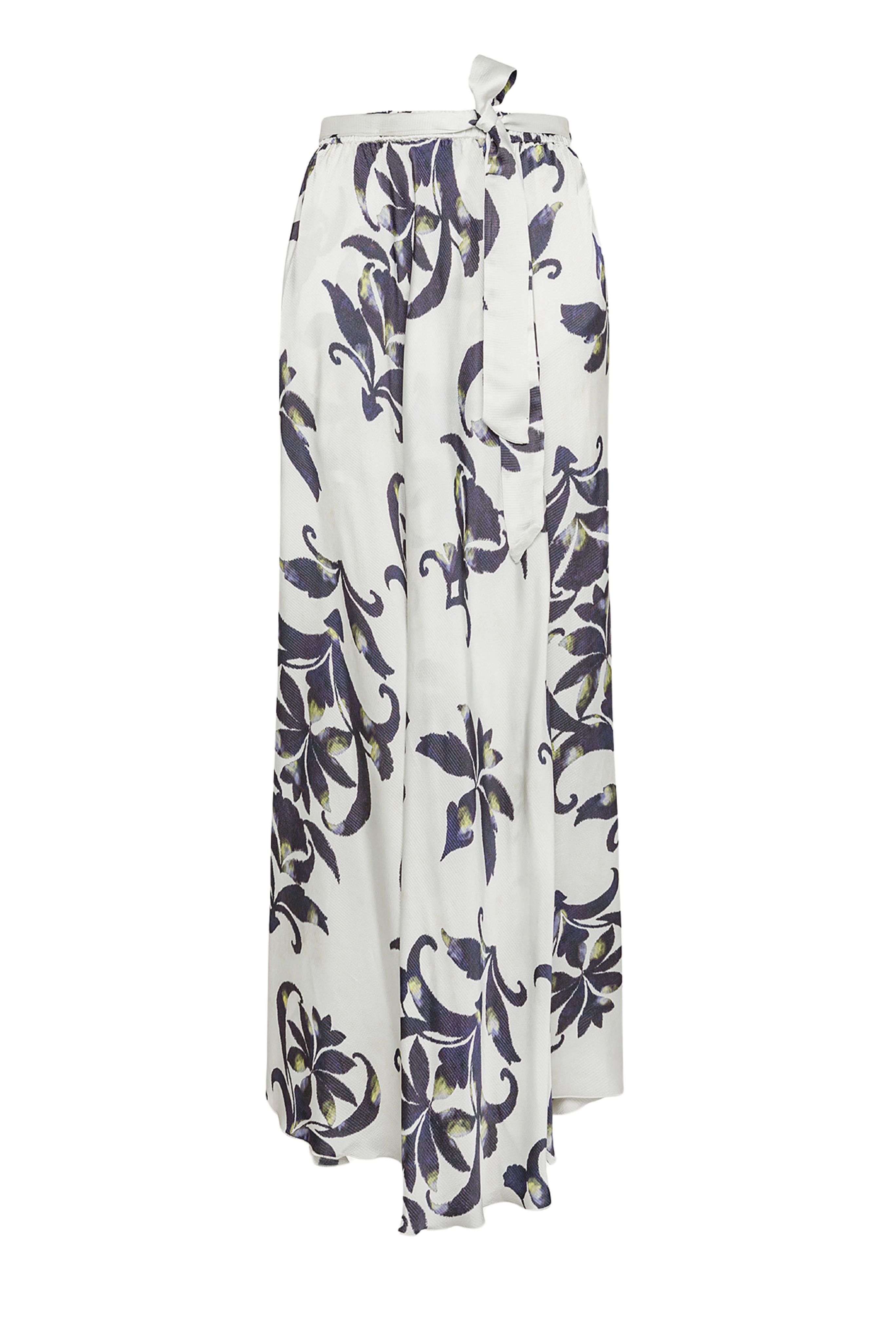 Secret Lily Print Viscose Satin Skirt