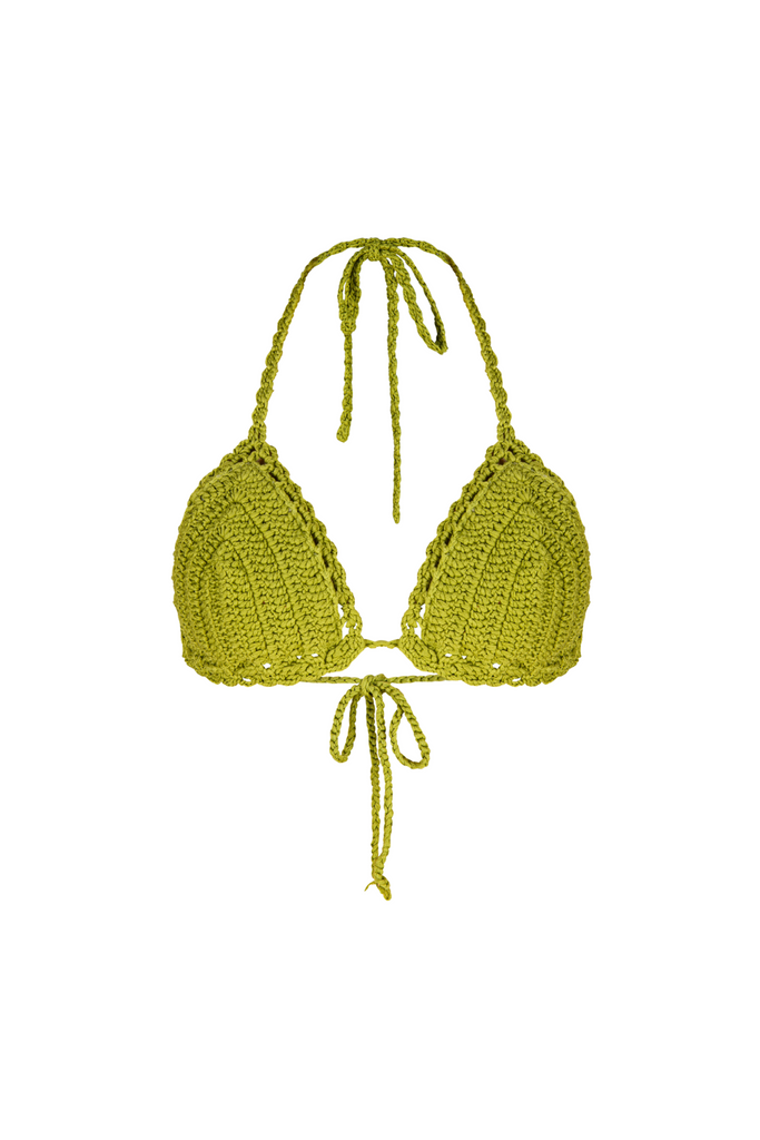 DRIES VAN NOTEN Tabine Crochet Bikini Top in Green