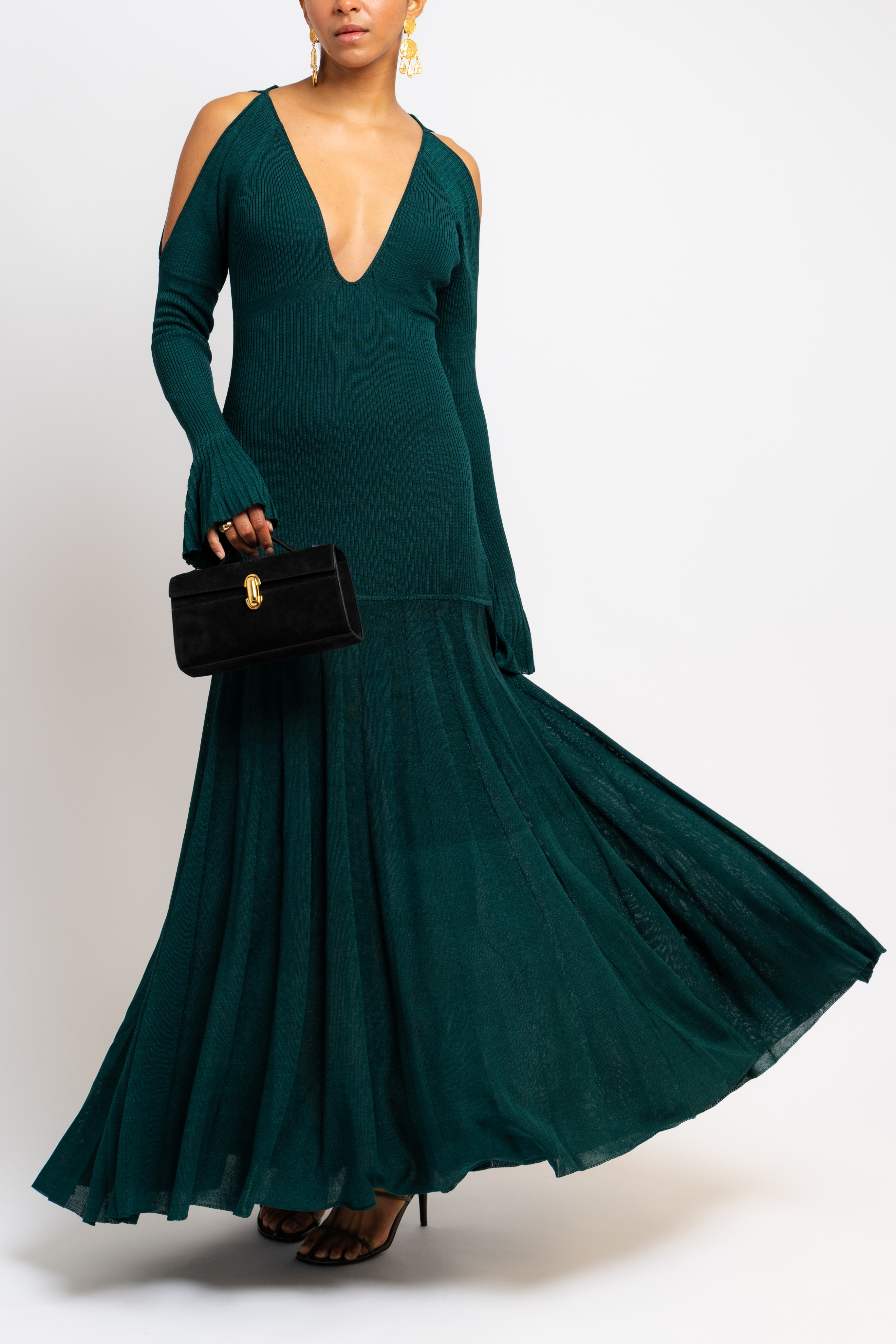 Cold Shoulder Multi-Rib Maxi Dress