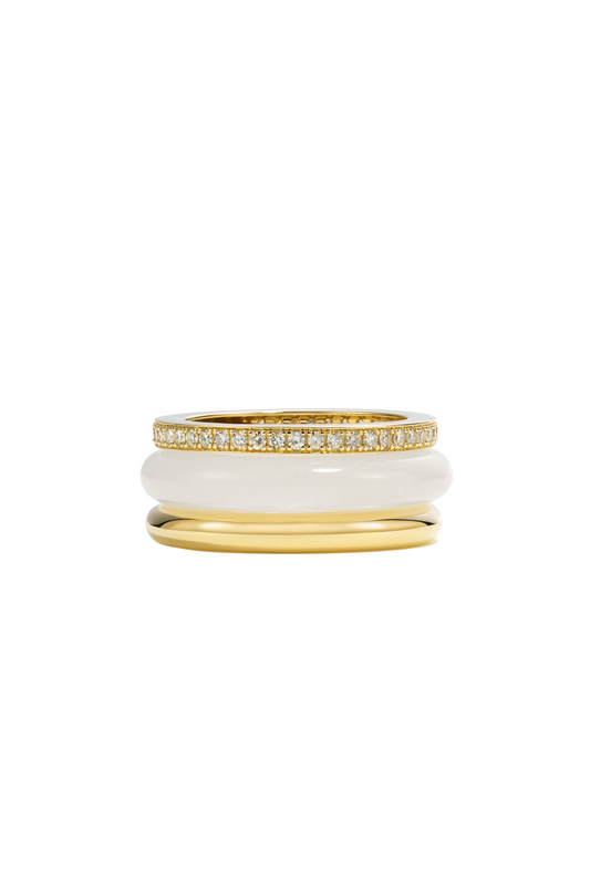 Slim Classic Ring Stack - White Jasper