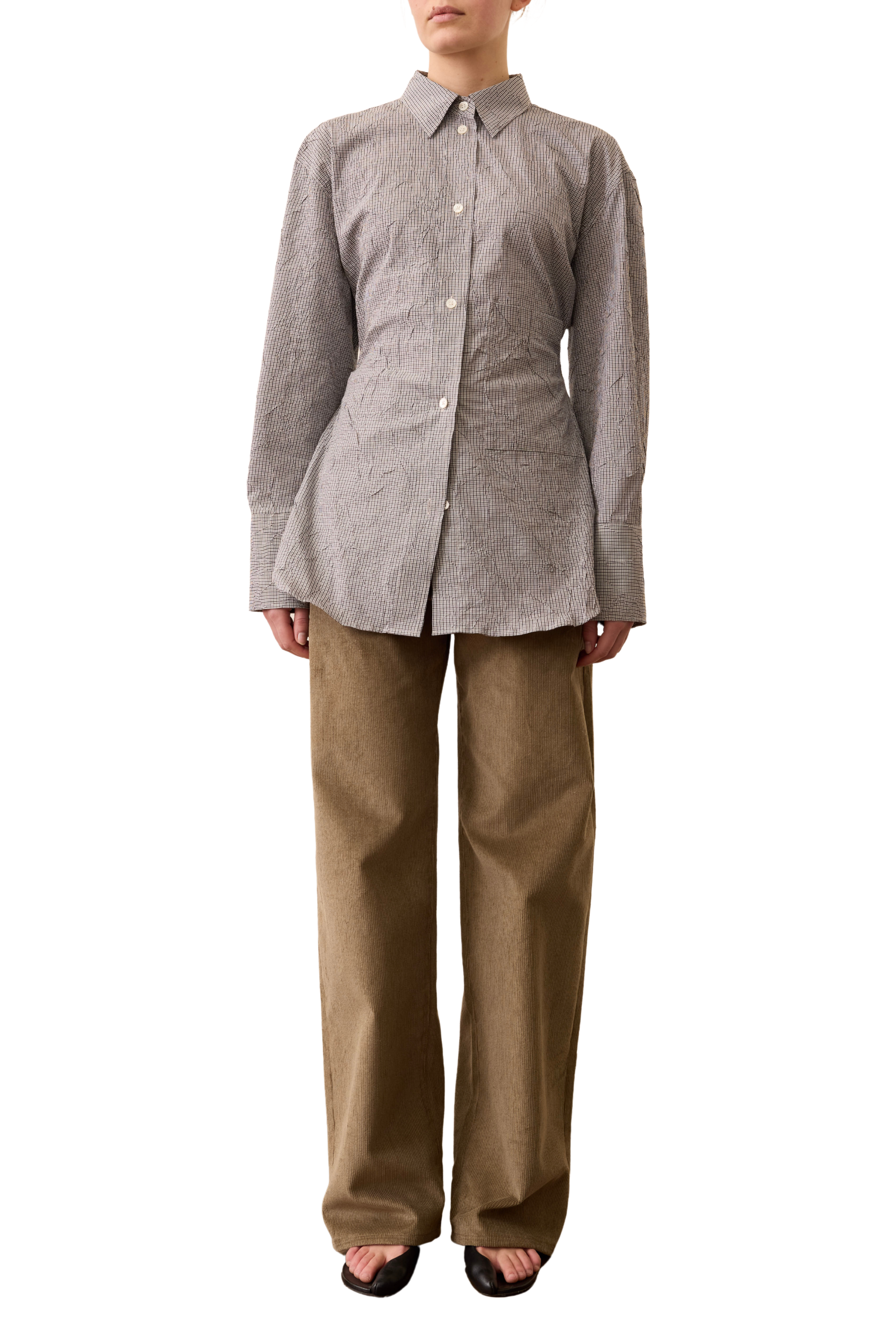 Crushed Checked Shaped Shirt