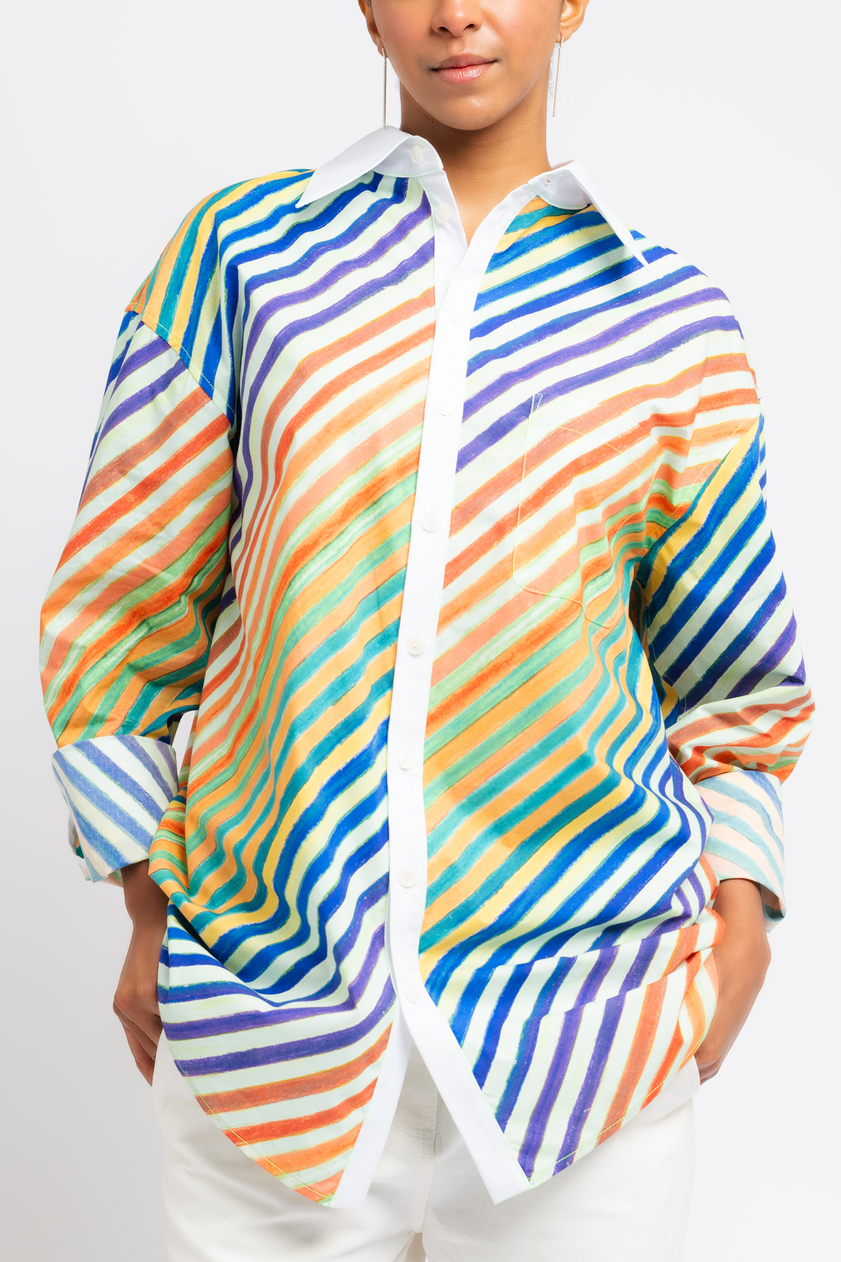 Bias Crayon Stripe Relaxed Shirt
