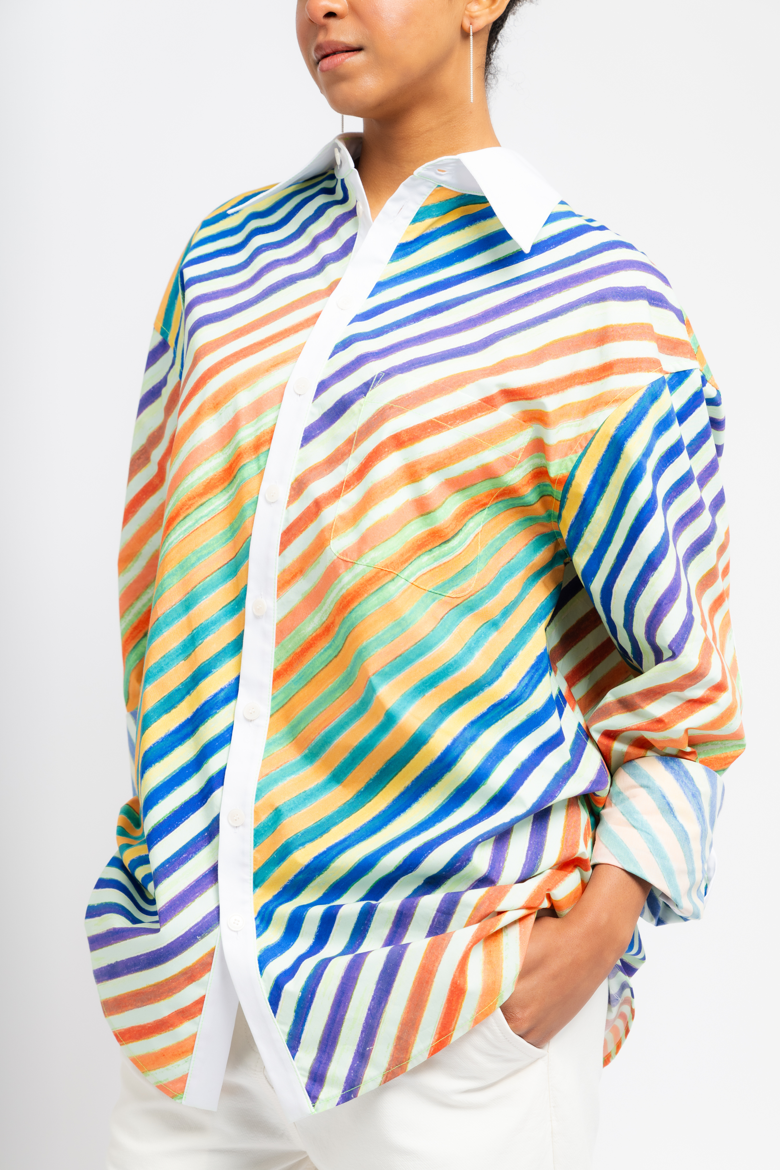 Bias Crayon Stripe Relaxed Shirt