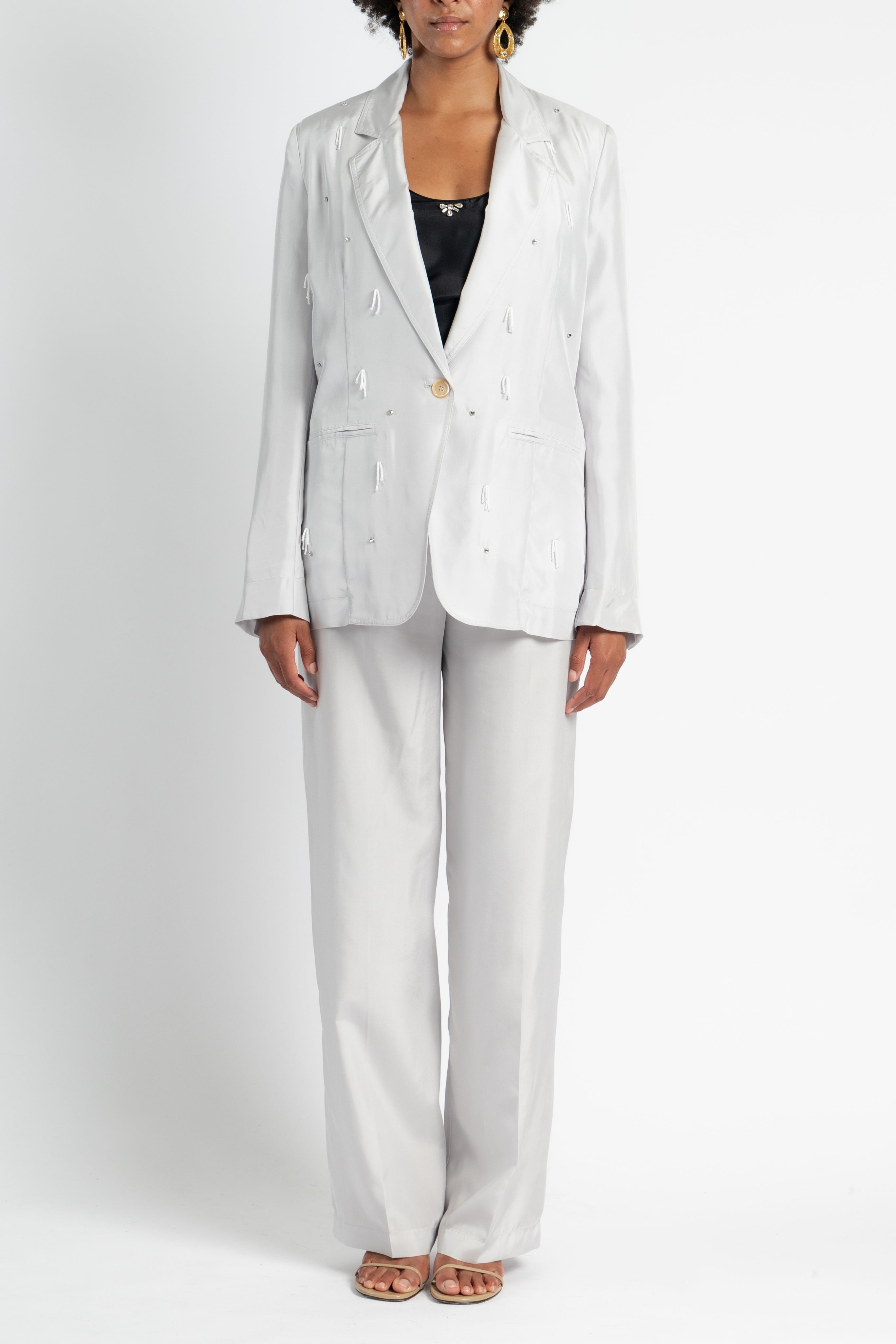 Crinkled Cotton Flared Pants