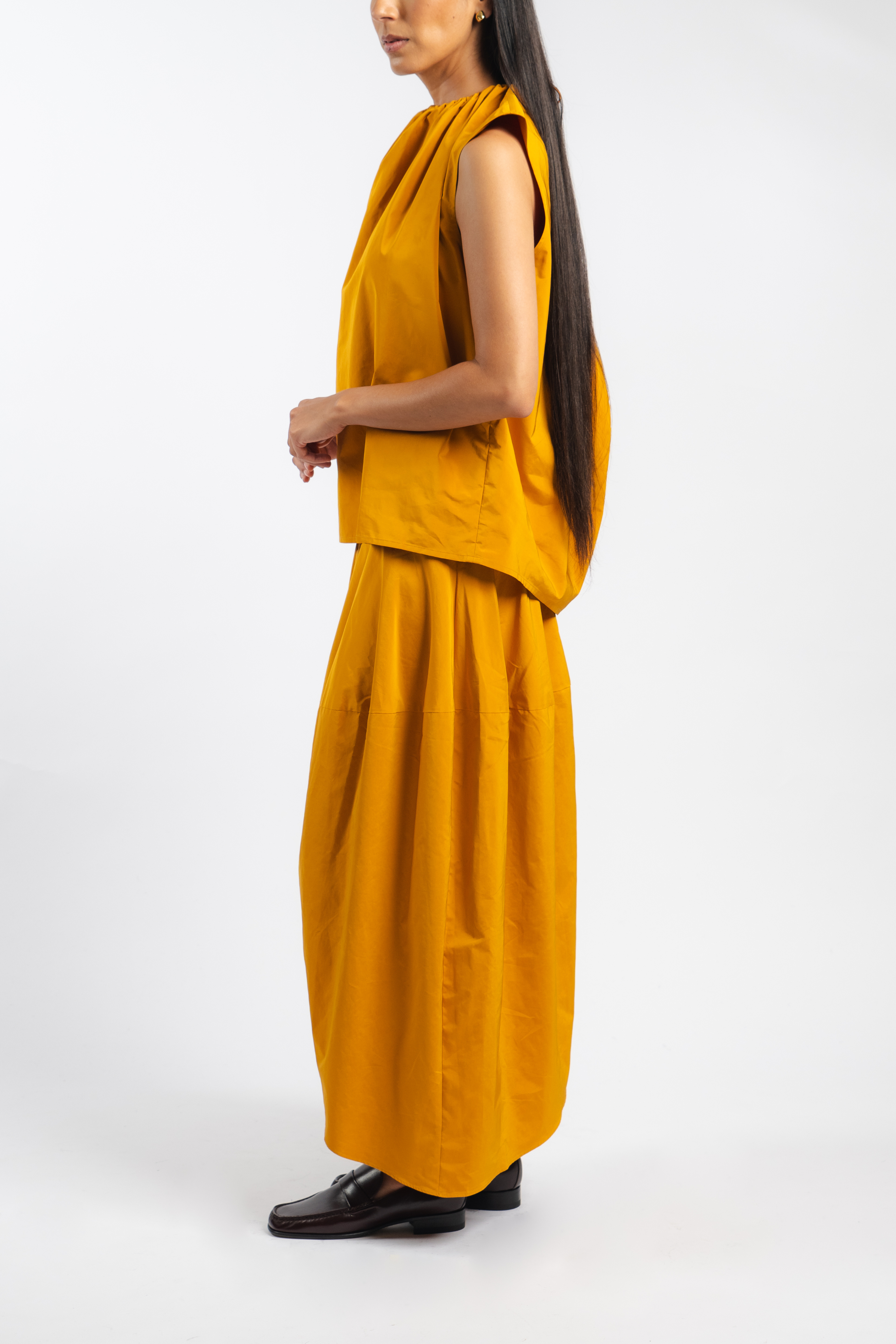 Nylon Asymmetrical Balloon Skirt