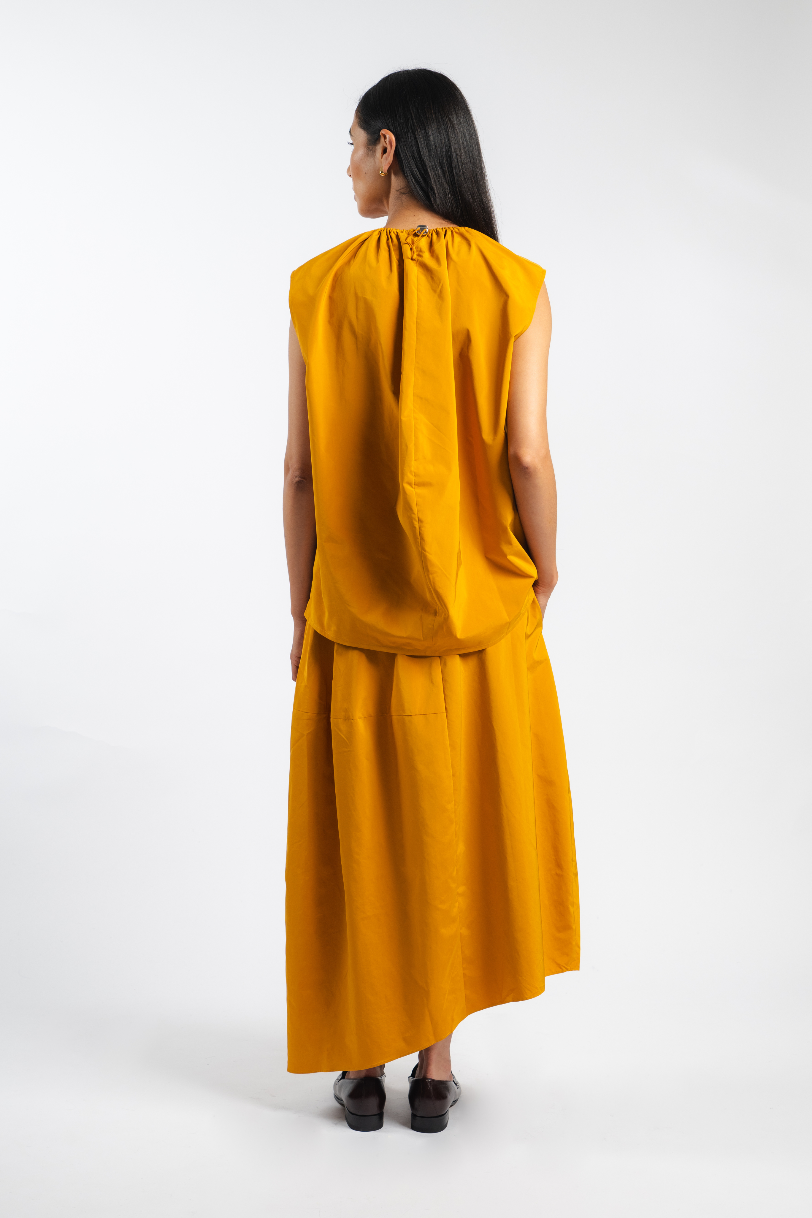 Nylon Asymmetrical Balloon Skirt