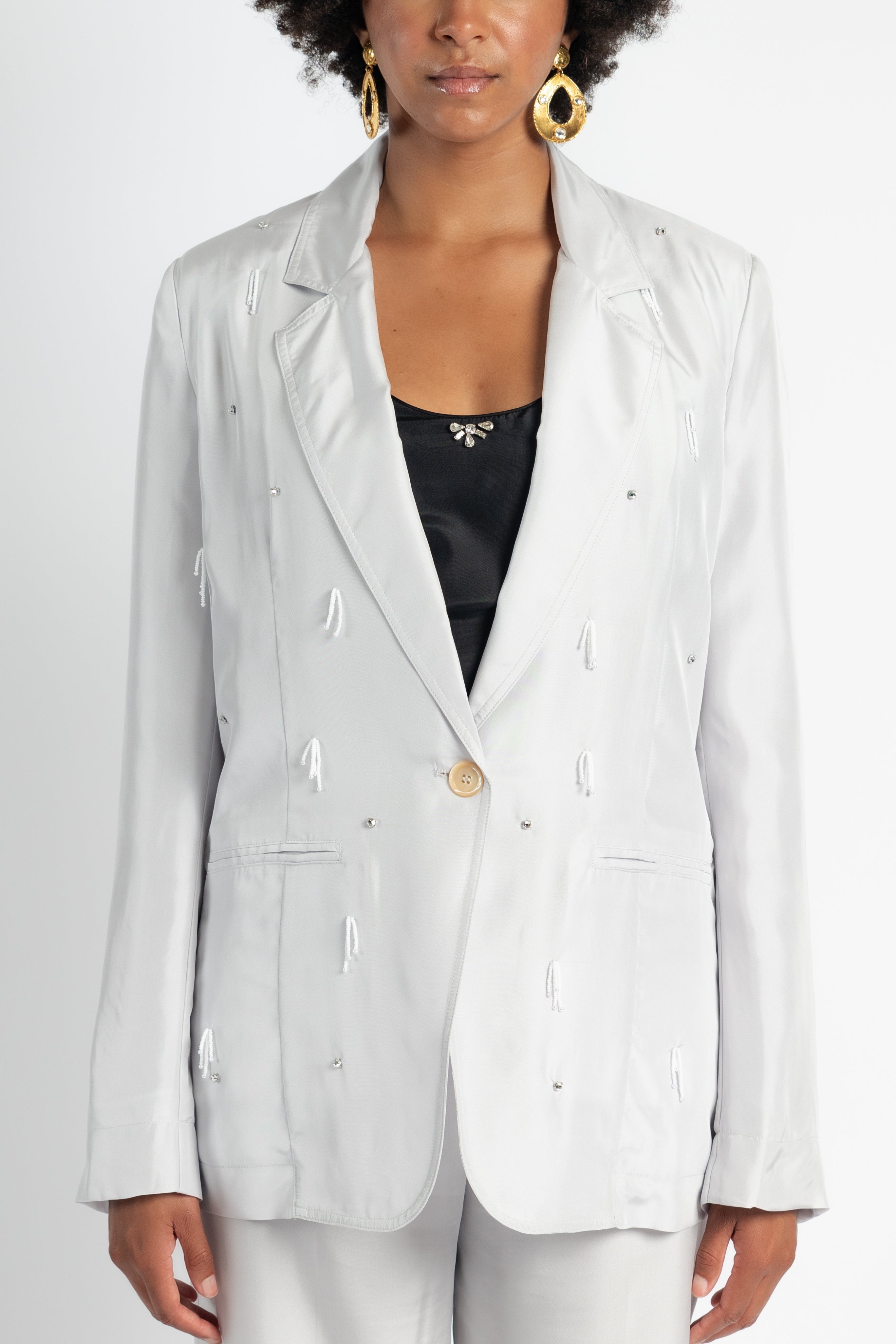 Habotai Silk Jacket With Beads