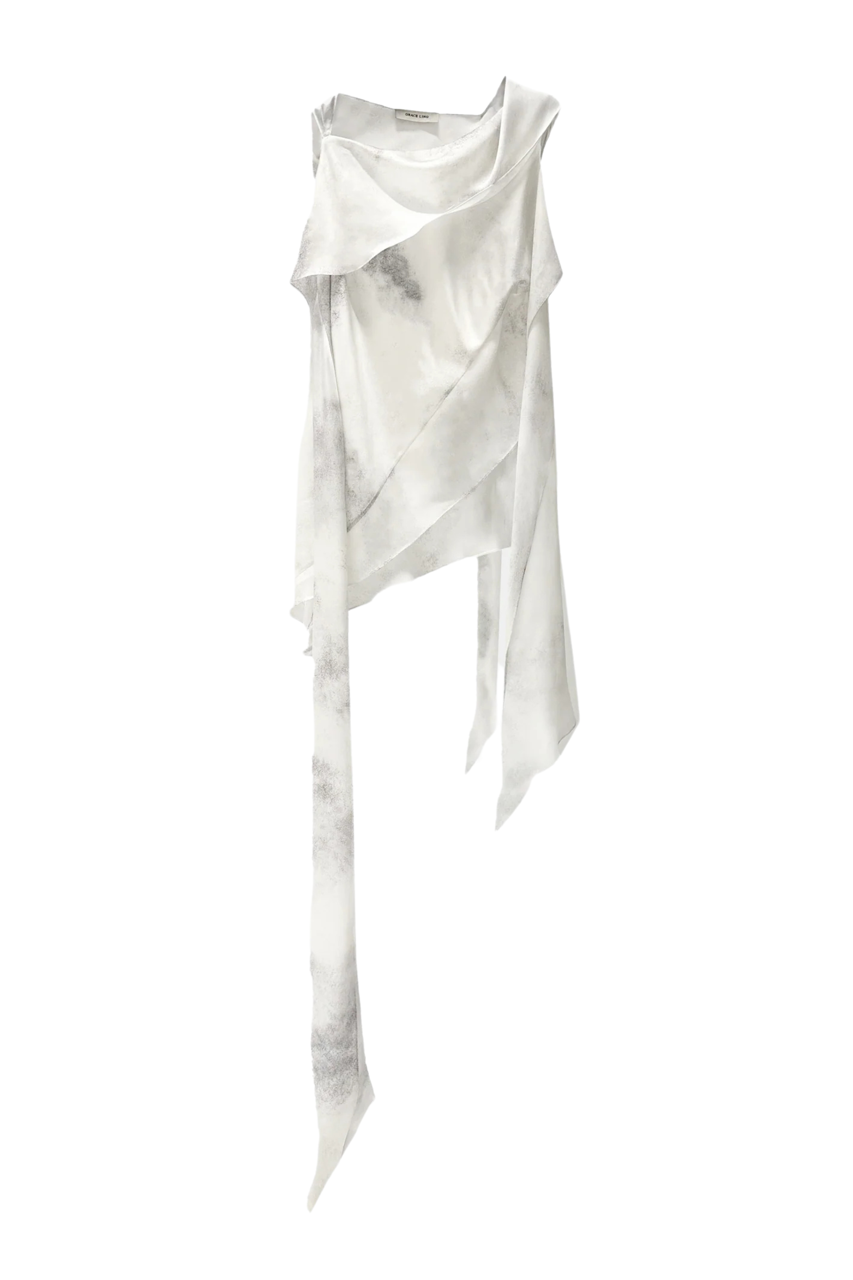 Silk Satin Chiffon Bias Scarf Top