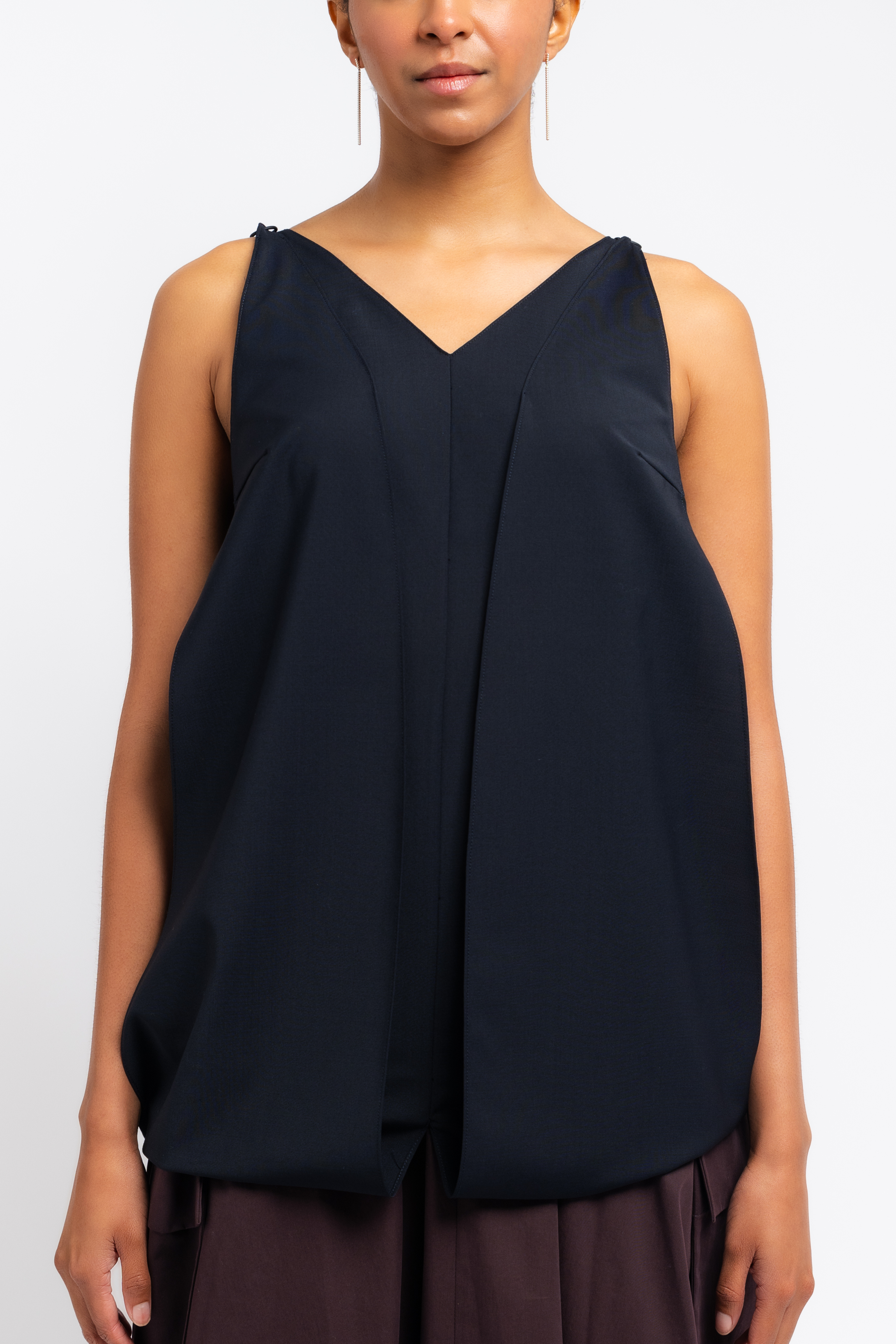 Tropical Wool Sleeveless Paneled Tunic