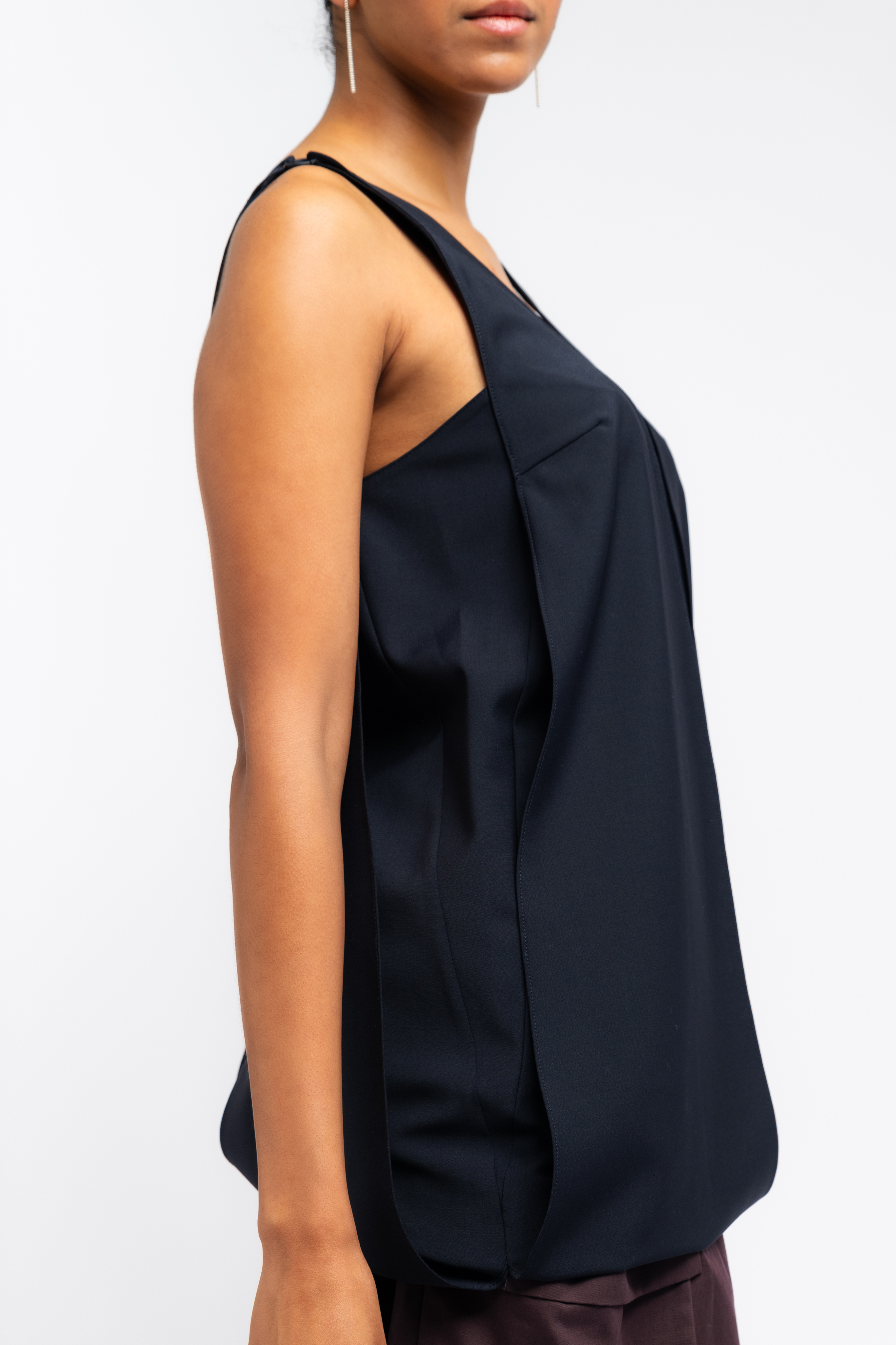 Tropical Wool Sleeveless Paneled Tunic