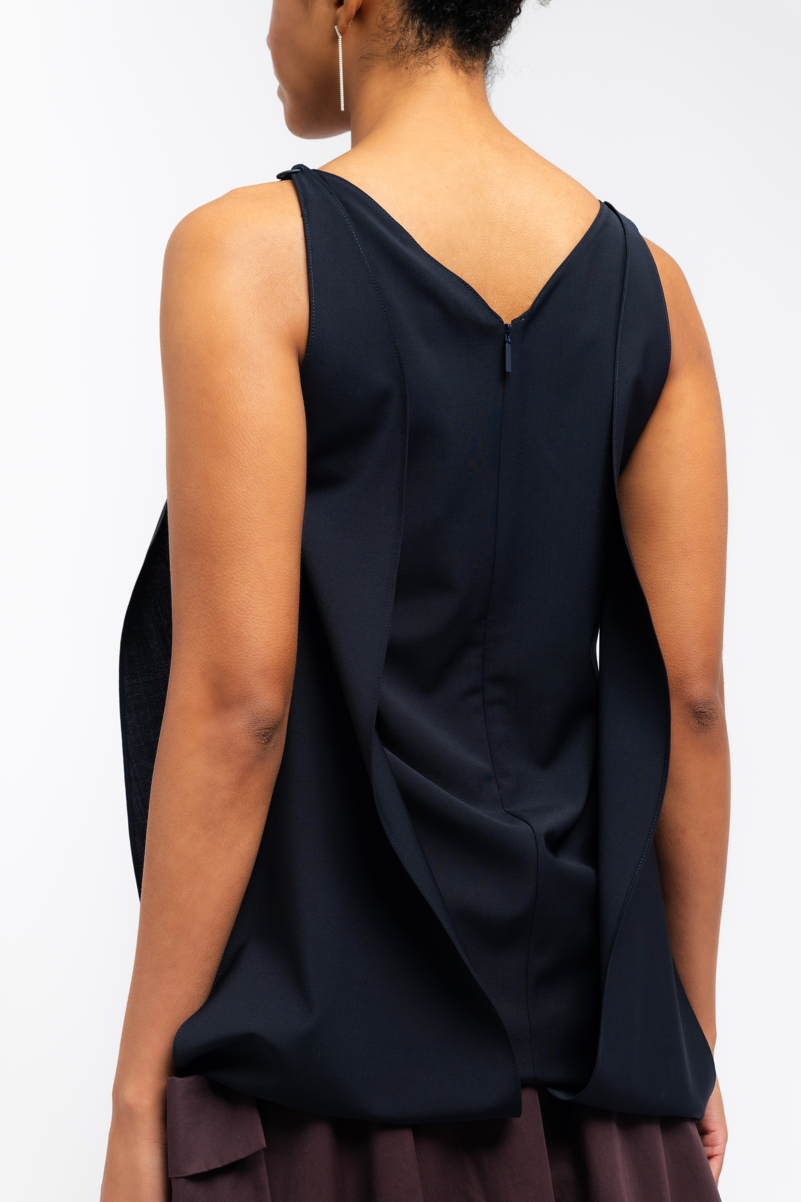 Tropical Wool Sleeveless Paneled Tunic