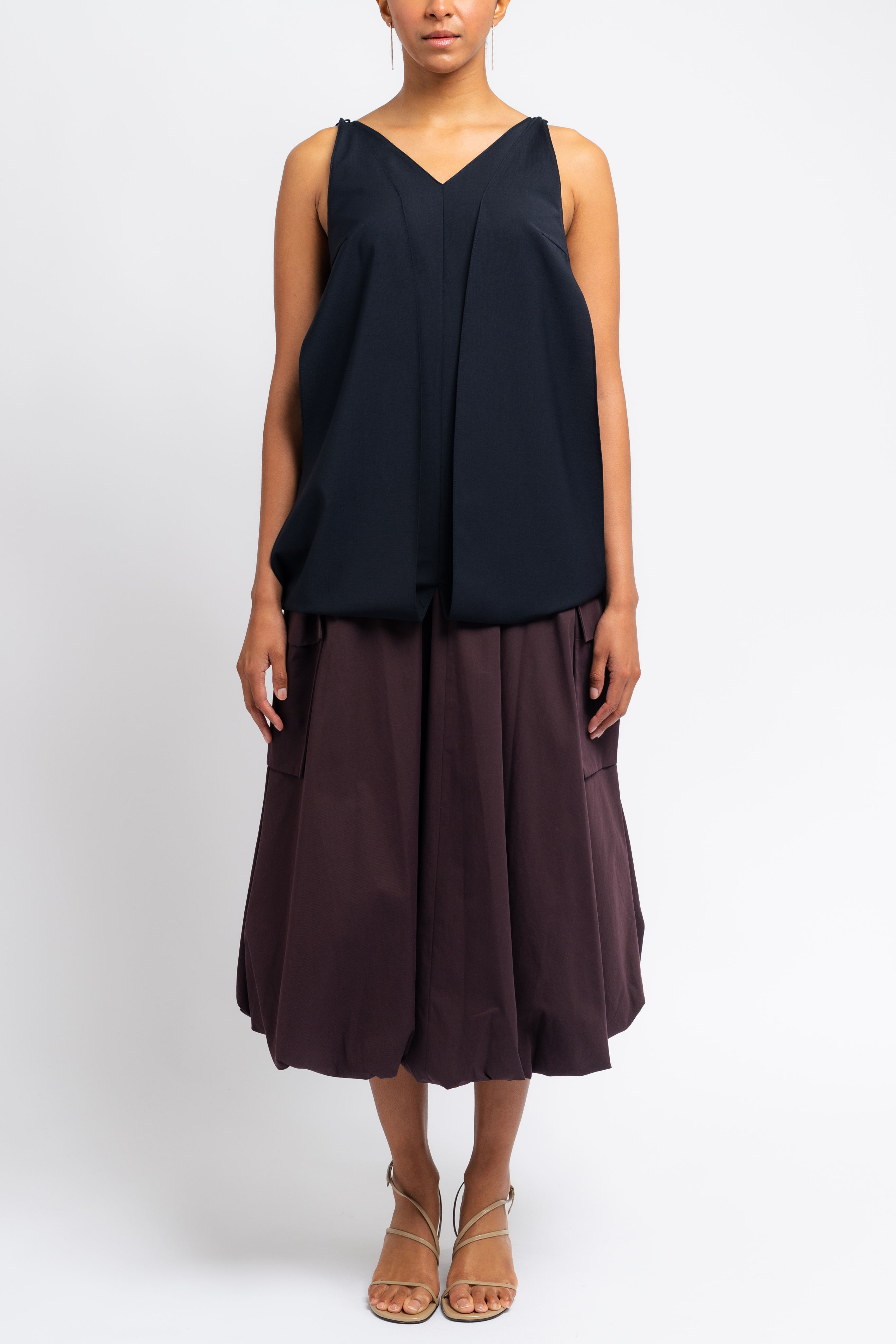 Tropical Wool Sleeveless Paneled Tunic