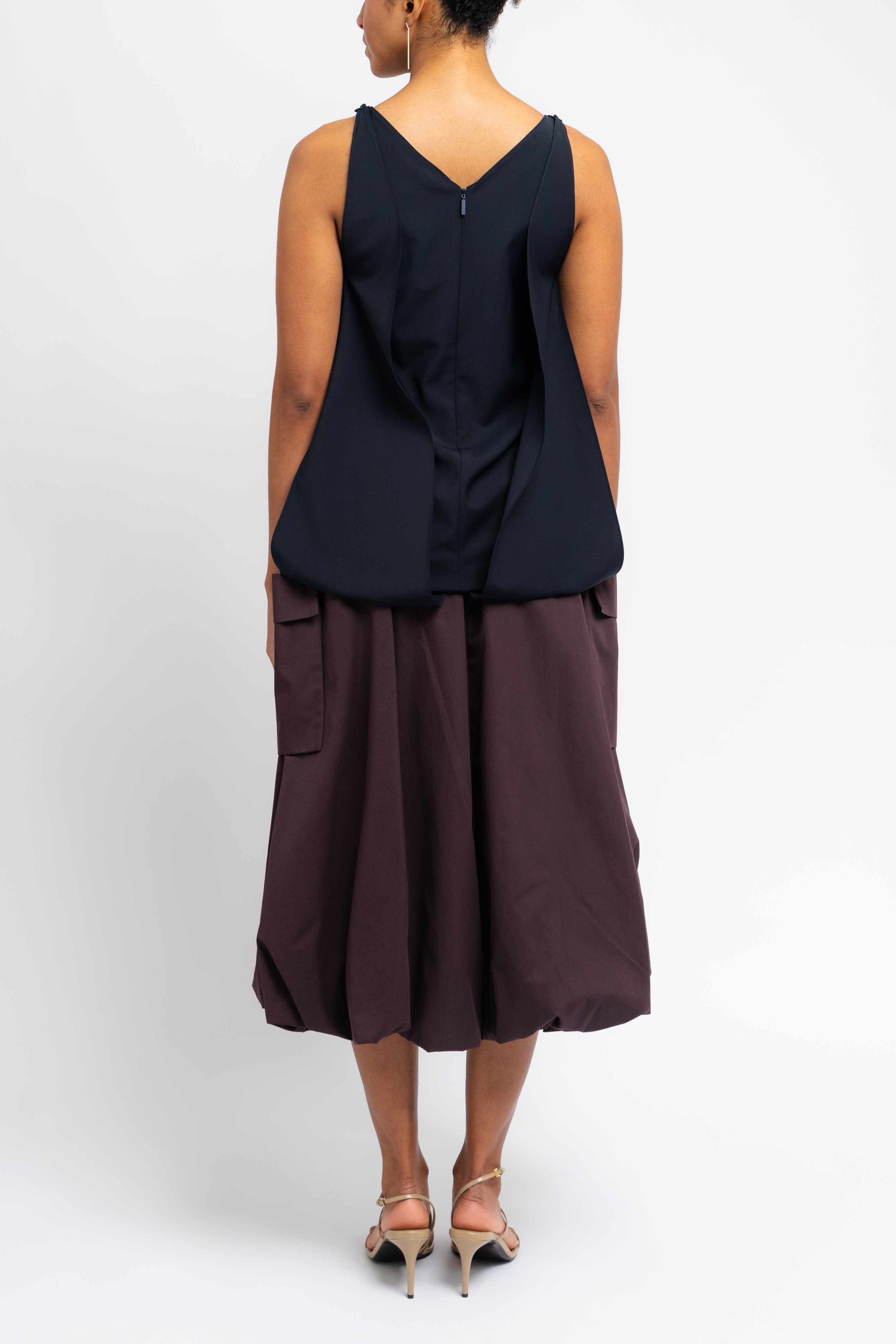 Tropical Wool Sleeveless Paneled Tunic