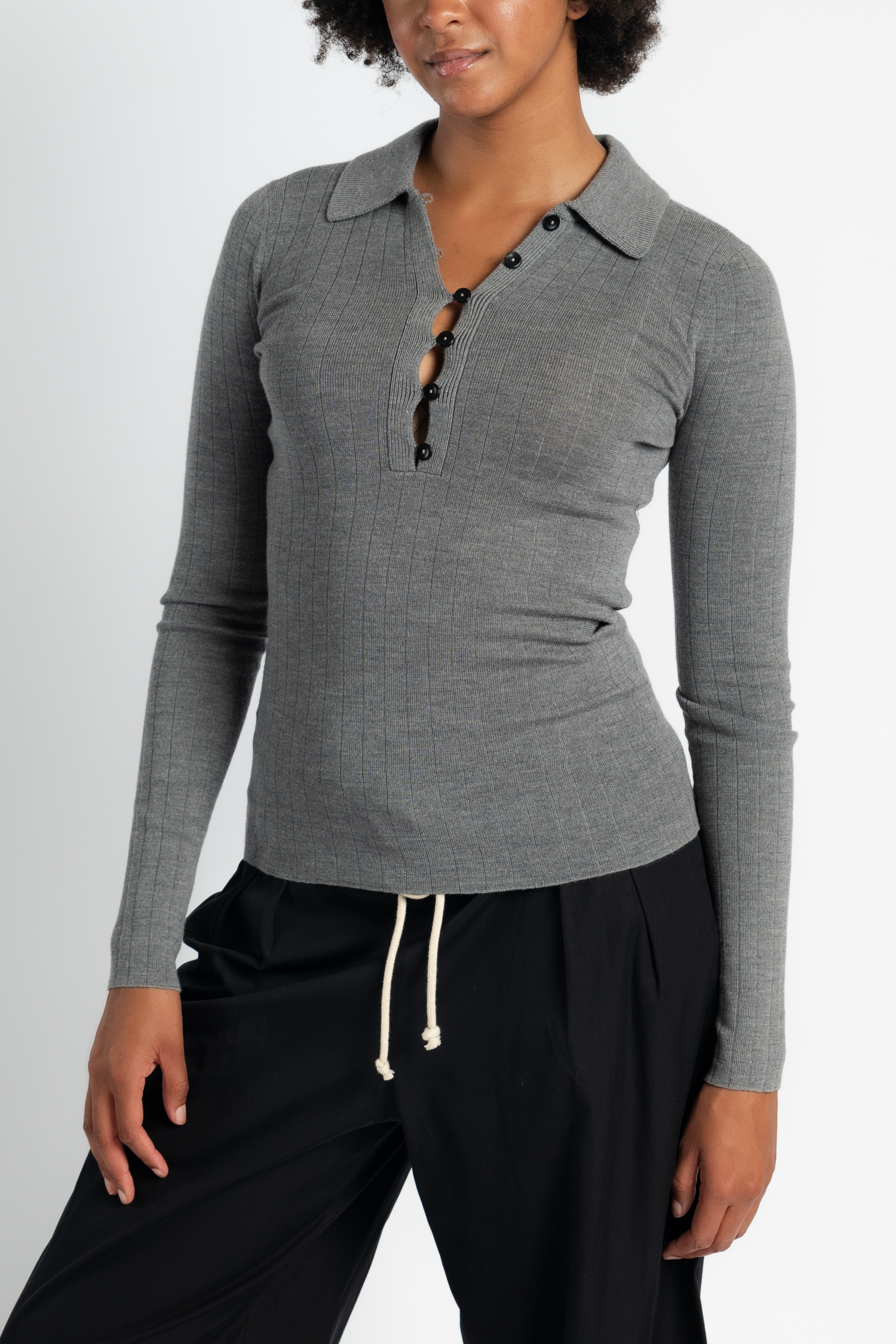 Kissing Placket Grey Polo