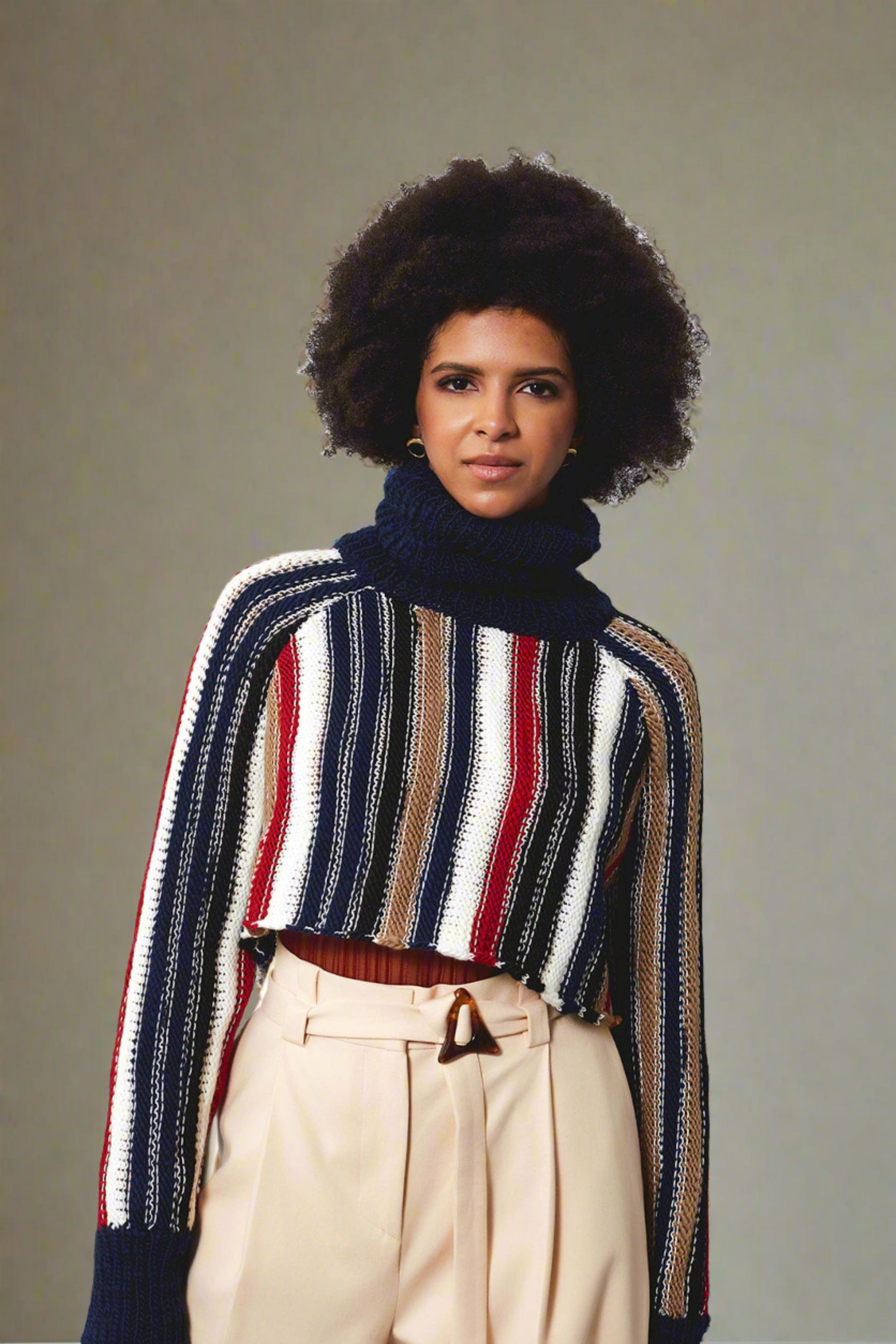 McMullen Aisling Camps Exclusive Stripe Cropped Turtleneck Sweater