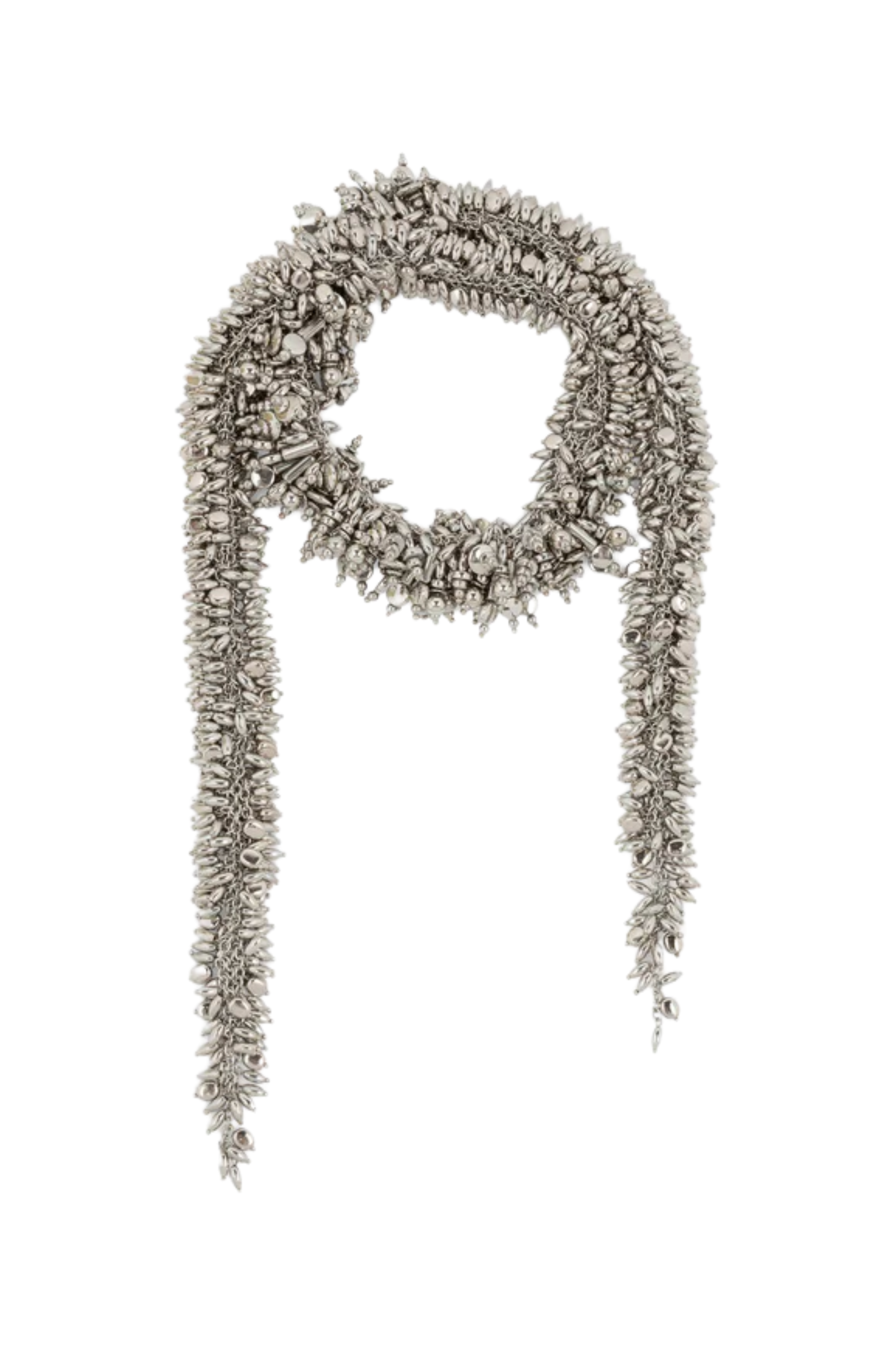 Silver Embroidery Scarf Necklace